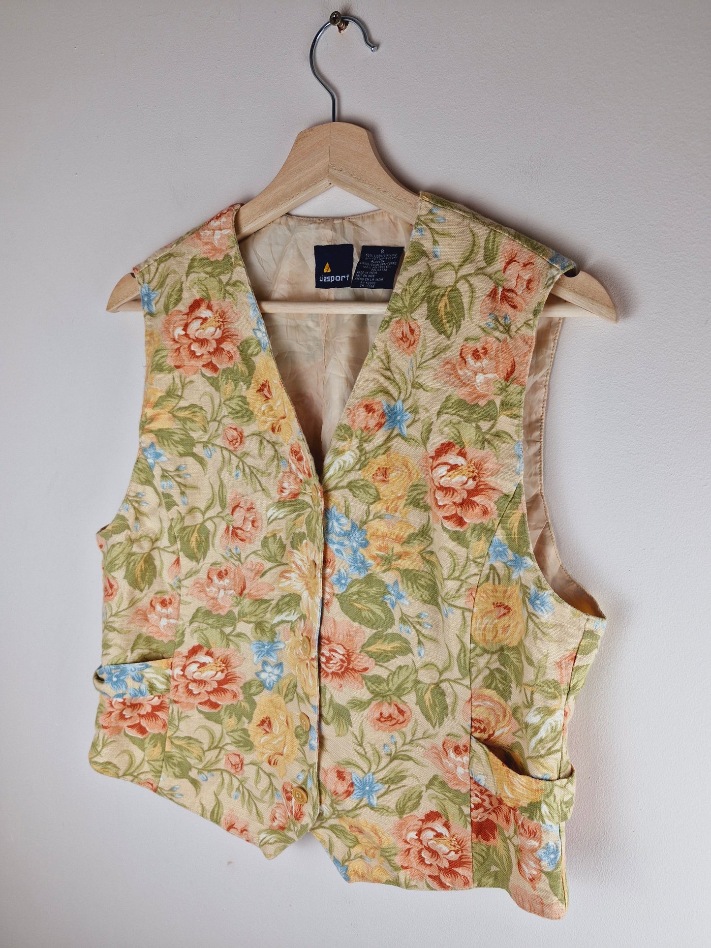 Vintage 90s Floral Tapestry Waistcoat M