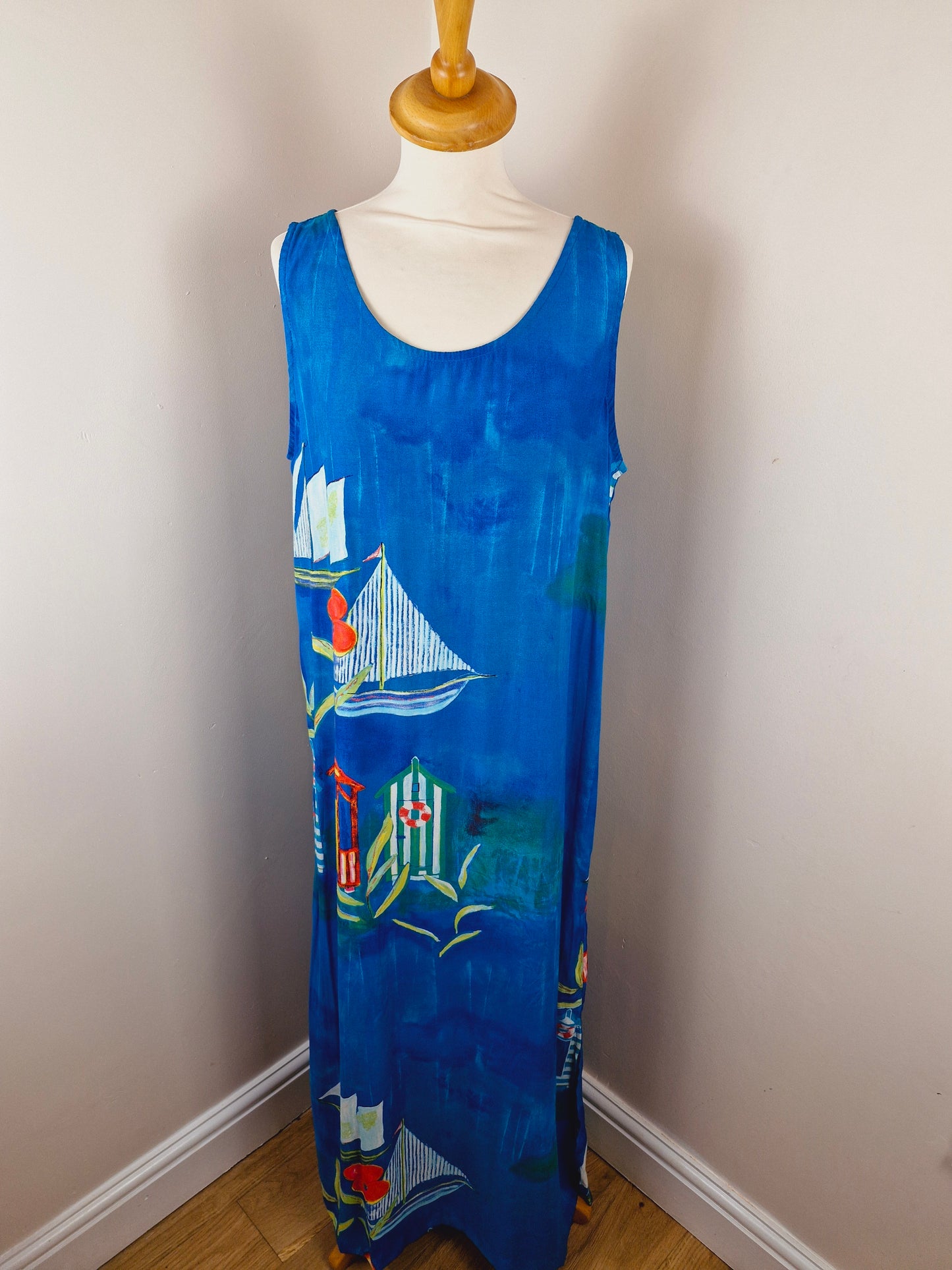 Vintage Long Nautical Slip Dress XL