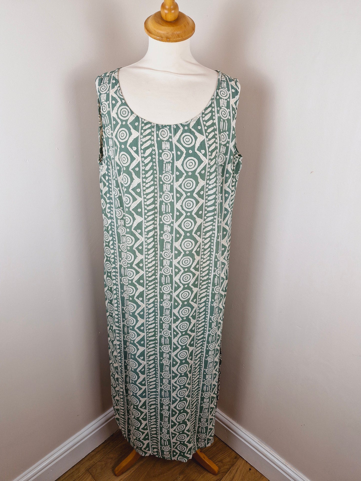 Vintage 90s Summer Viscose Slip Dress XL