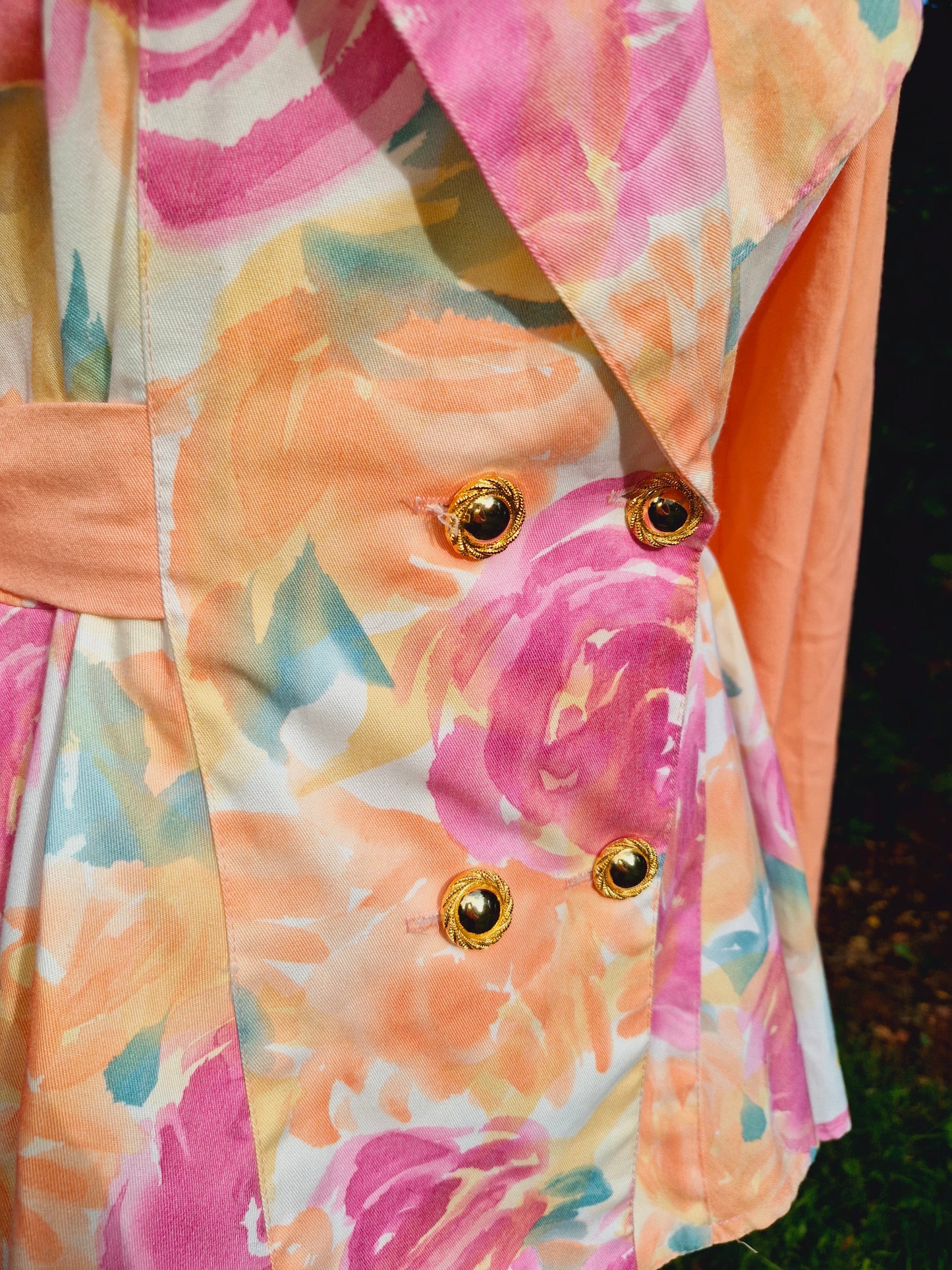 Vintage 1980s Peach Floral Jacket M L