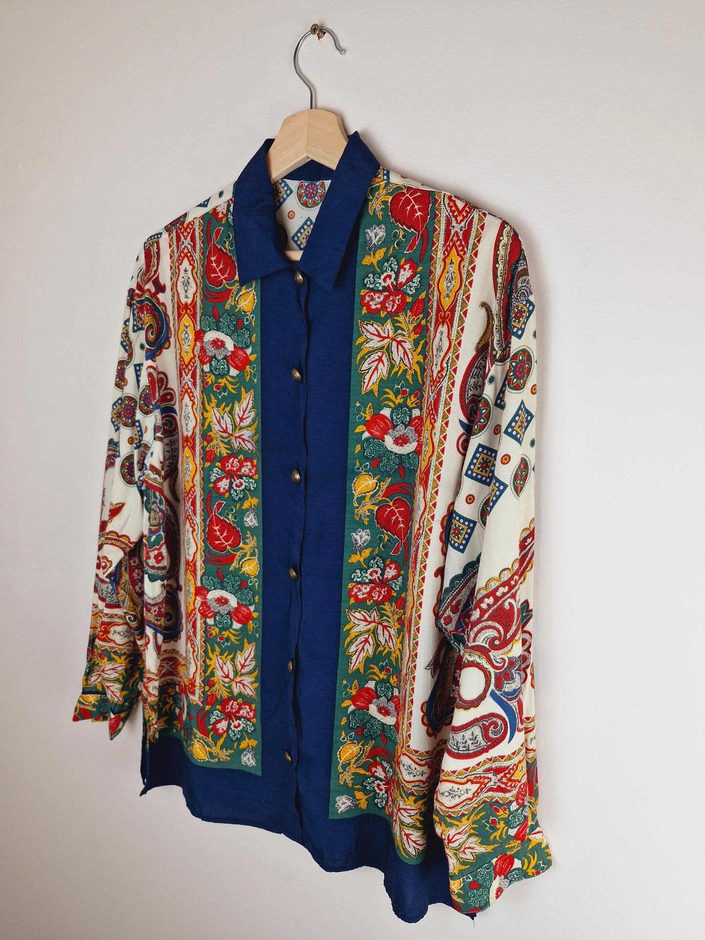 Vintage Boho Paisley Viscose Shirt M L