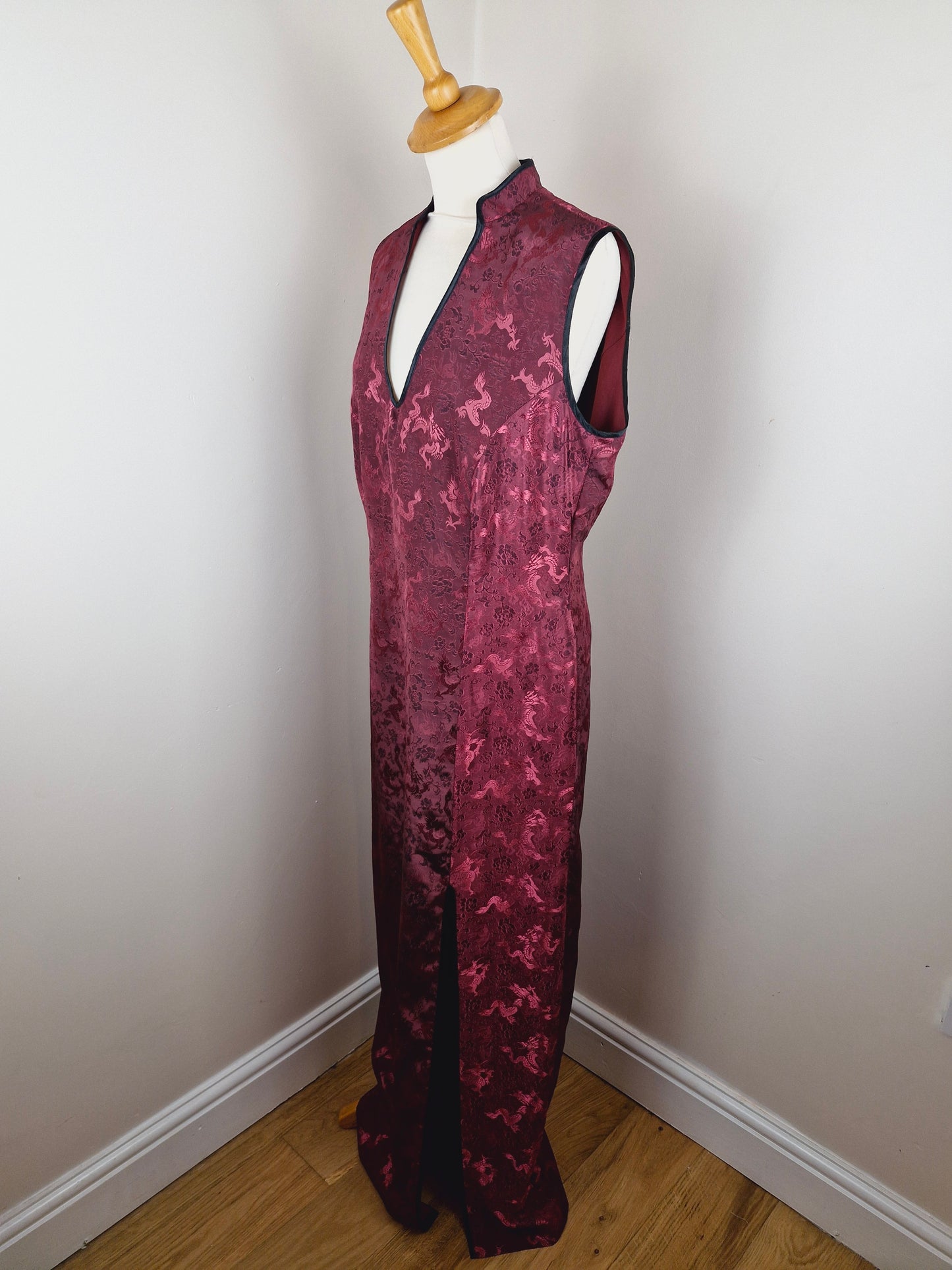 Vintage 90s Long Chinese Style Slip Dress L XL