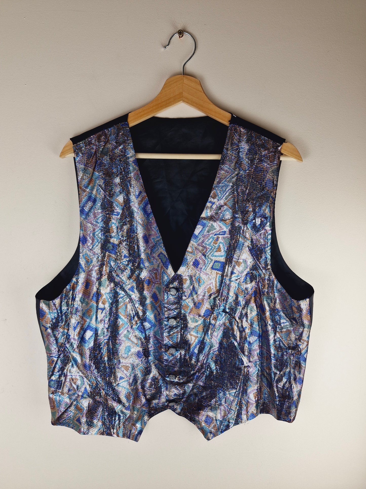 Vintage Silver Metallic Waistcoat XL