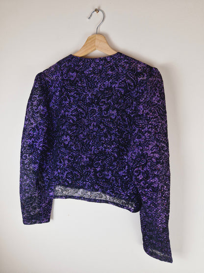 Vintage Masai Purple Metallic Cropped Jacket S M