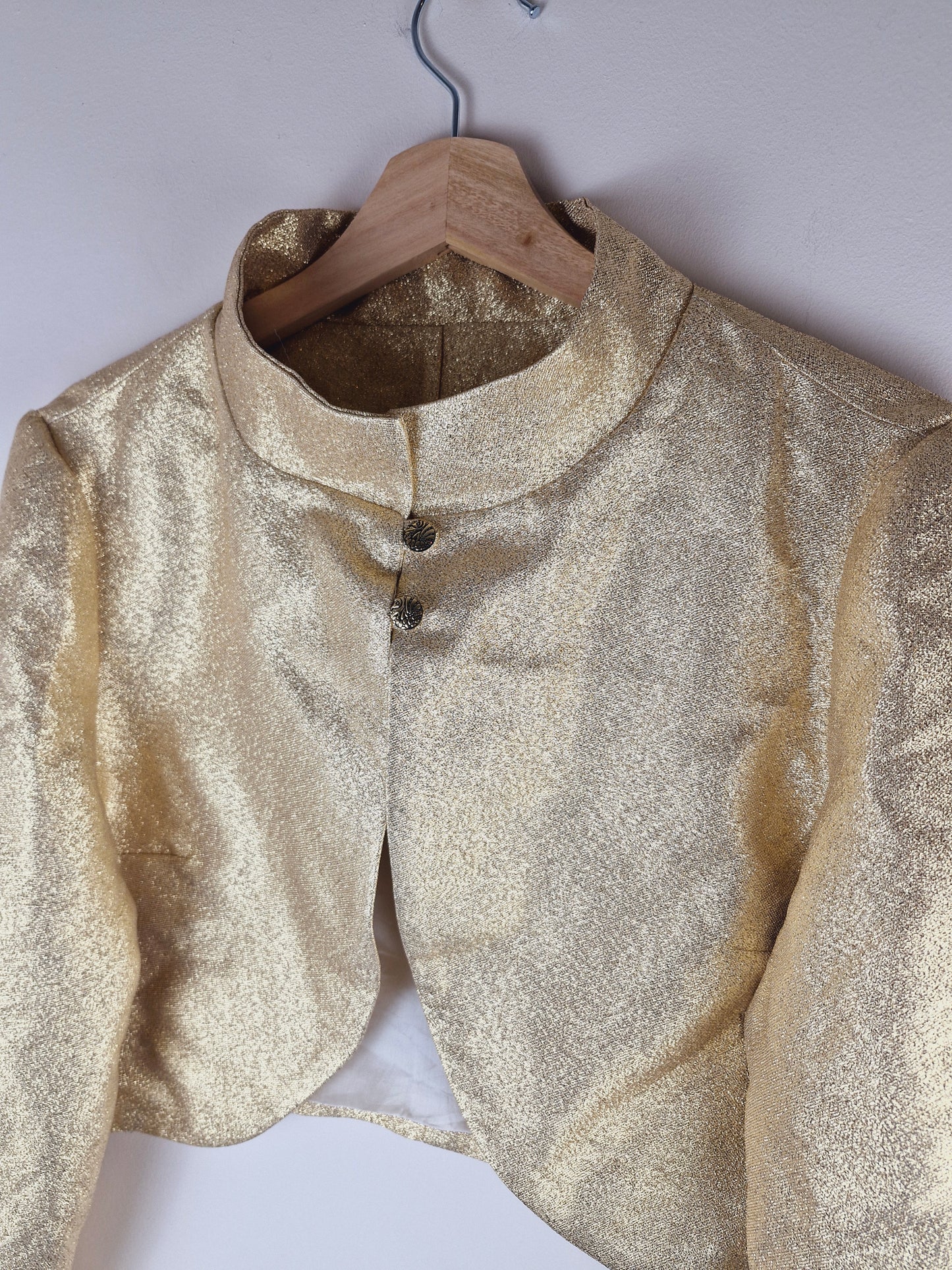 Vintage Handmade Gold Cropped Metallic Jacket L