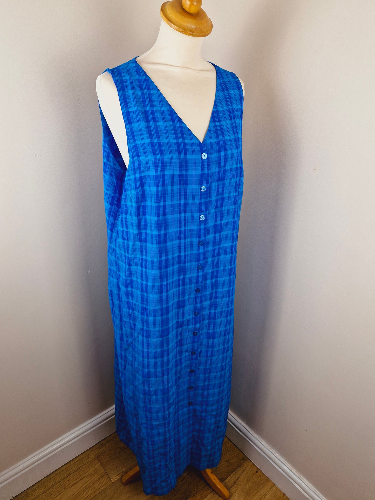 Vintage 90s Blue Long Shirt Dress Plus Size XL