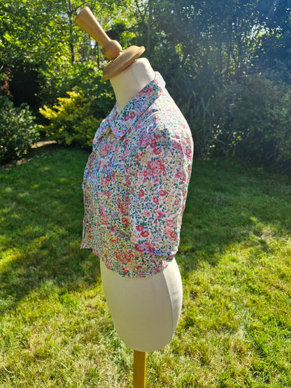 Vintage Cropped Shirt Top Blouse S M
