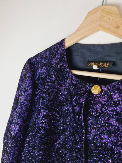 Vintage Masai Purple Metallic Cropped Jacket S M