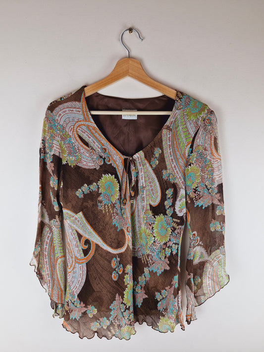 Vintage 90s Boho Sleeve Top L