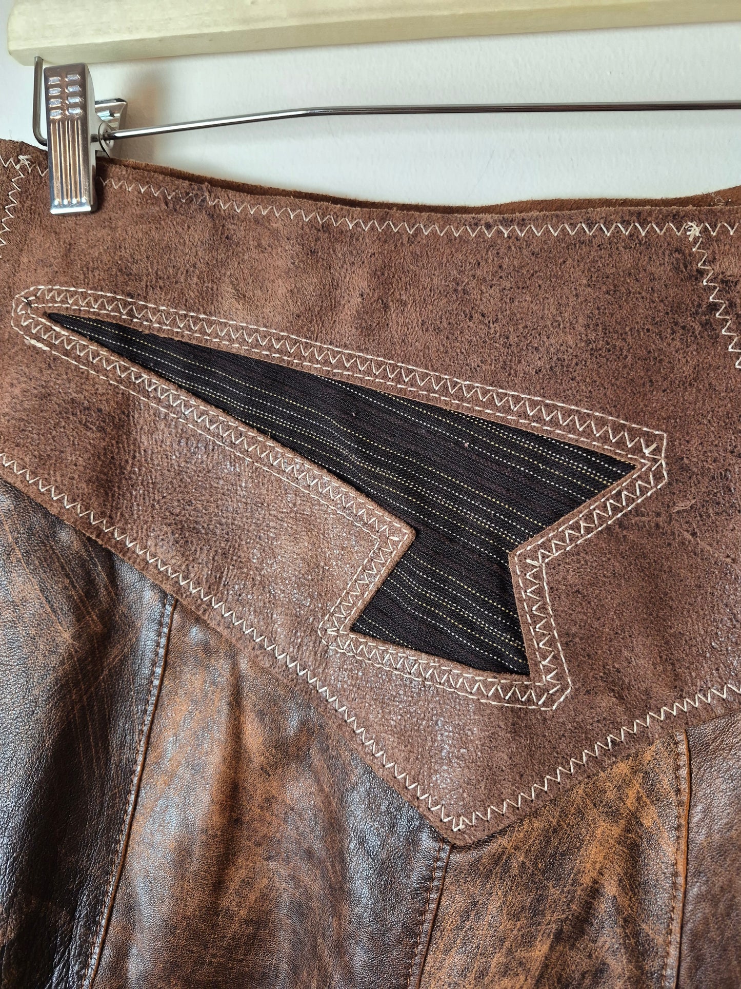 Real Leather Western Skirt UK10