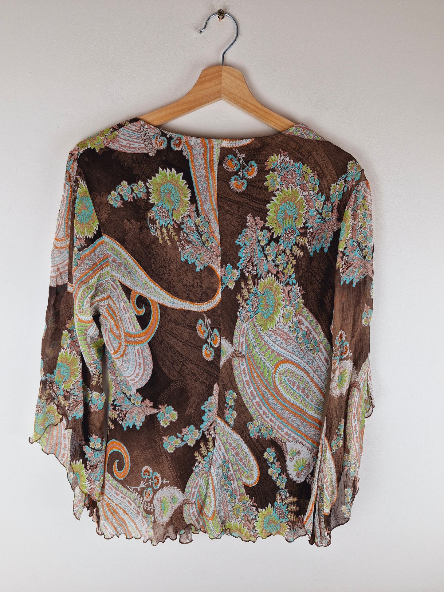 Vintage 90s Boho Sleeve Top L