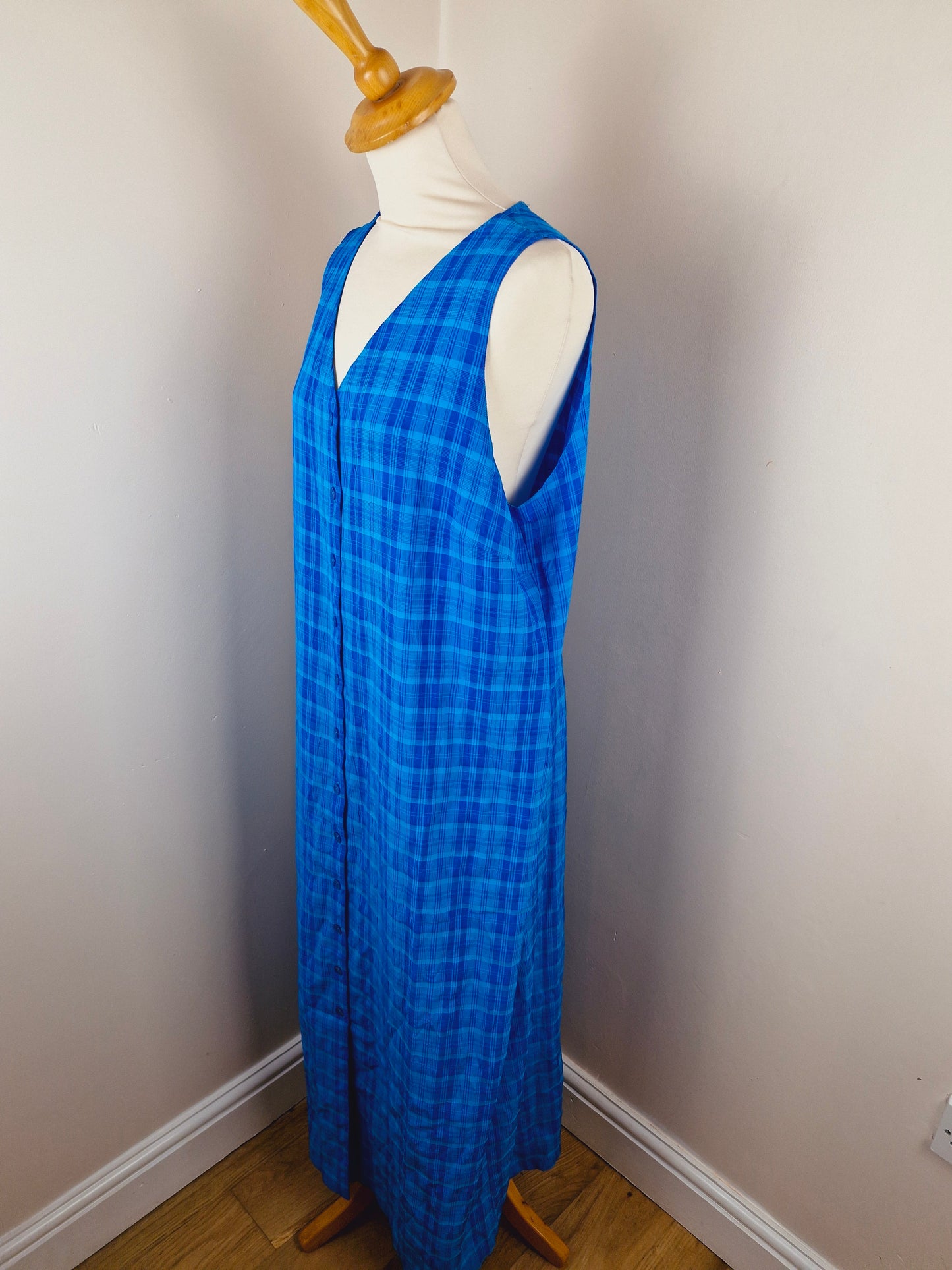 Vintage 90s Blue Long Shirt Dress Plus Size XL