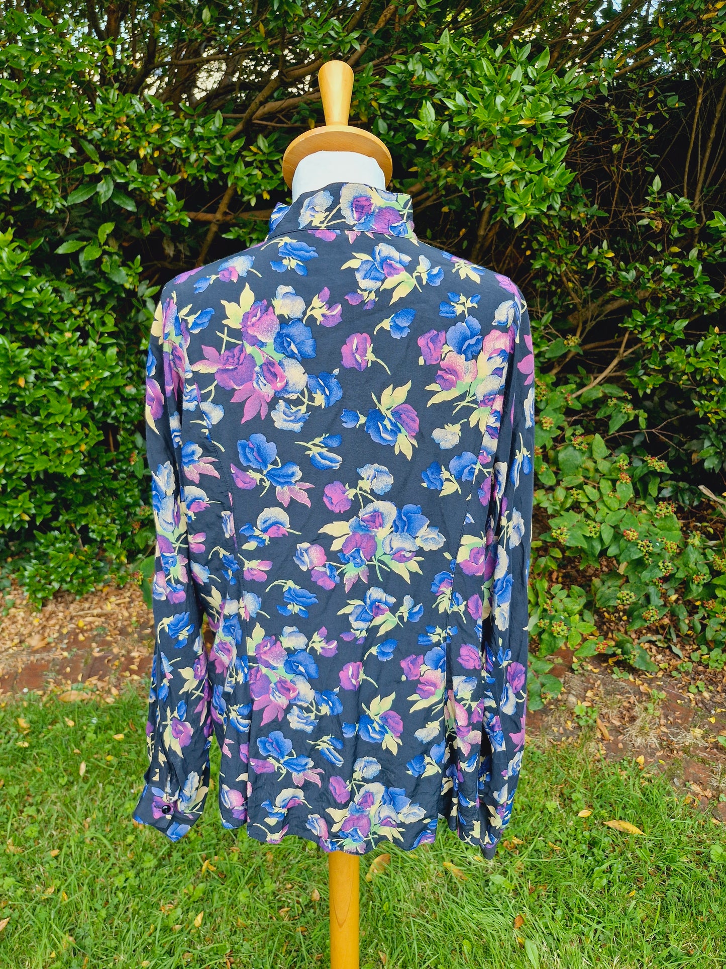 Vintage Chinese Collar Long Sleeve Shirt XL