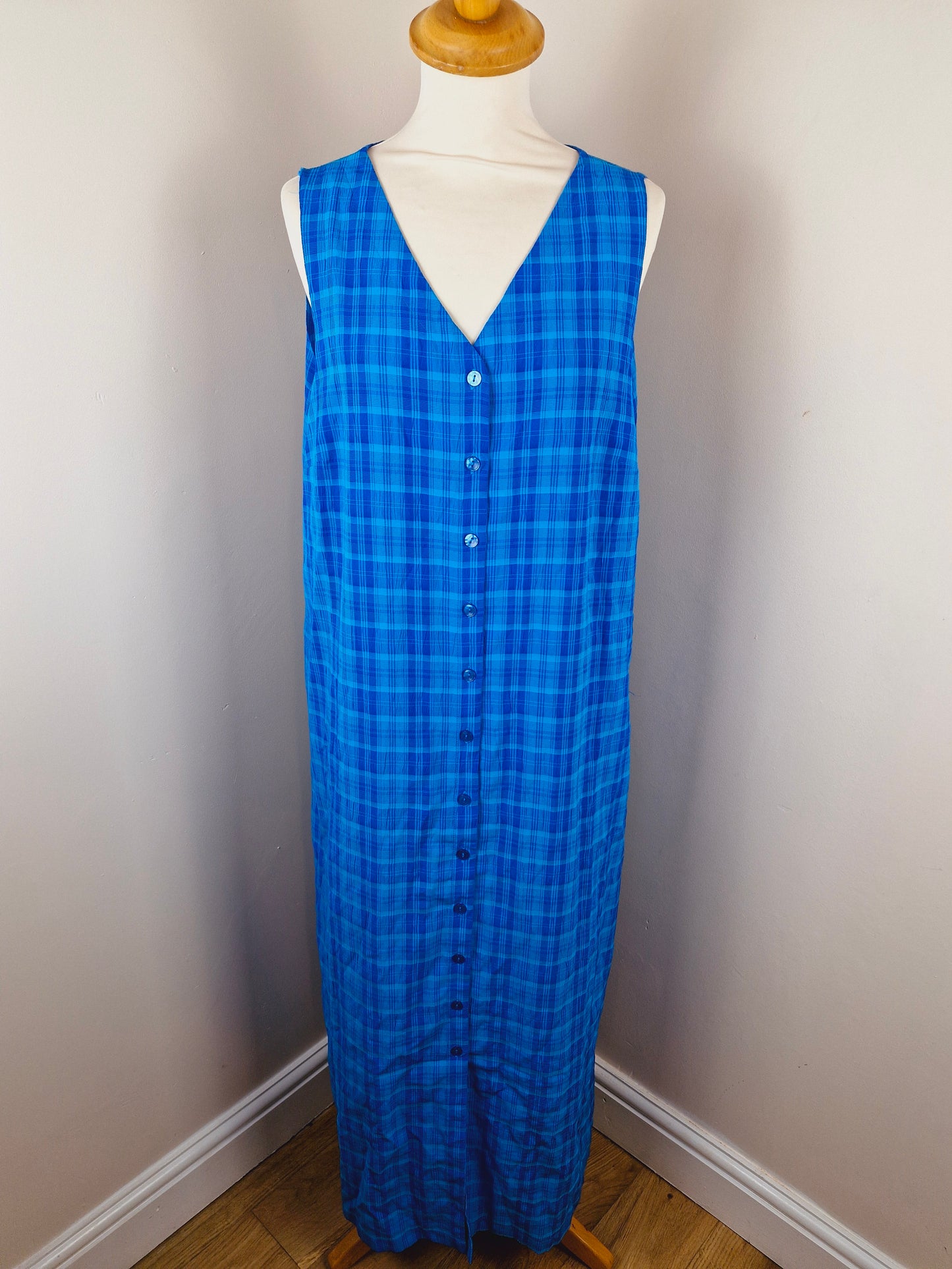 Vintage 90s Blue Long Shirt Dress Plus Size XL