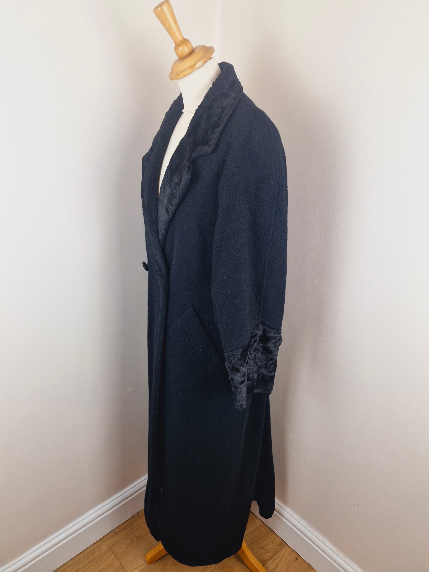 Vintage Next 90s Black Maxi Wool Blend Coat M