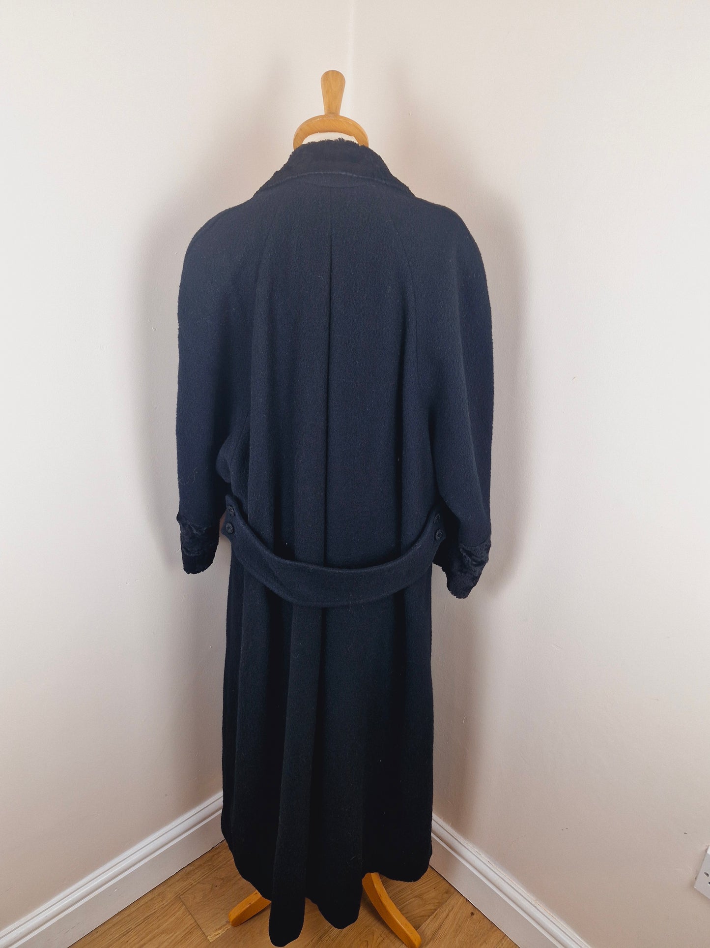 Vintage Next 90s Black Maxi Wool Blend Coat M