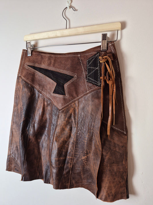 Real Leather Western Skirt UK10