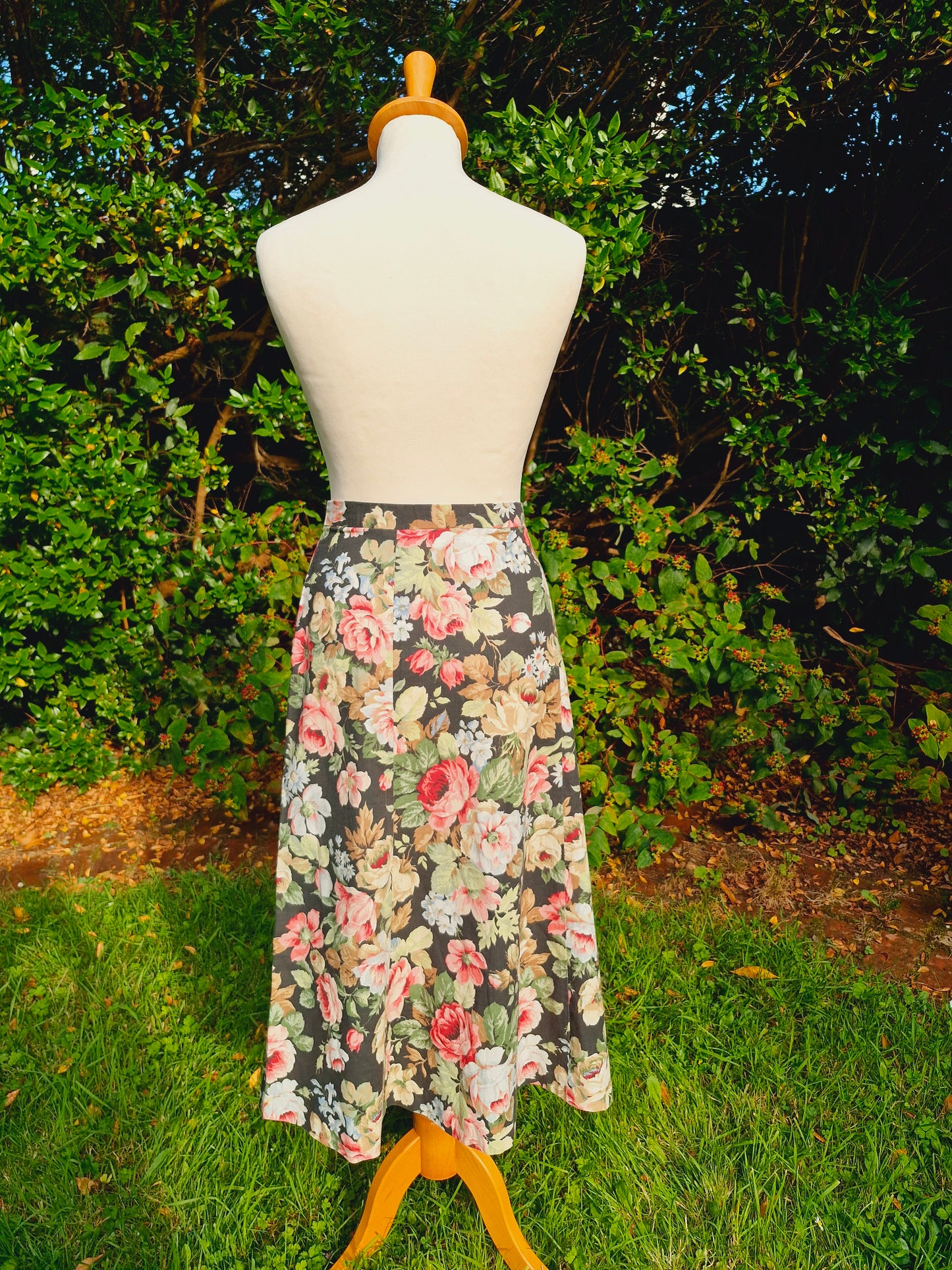 Vintage Handmade Midi Floral Skirt M L