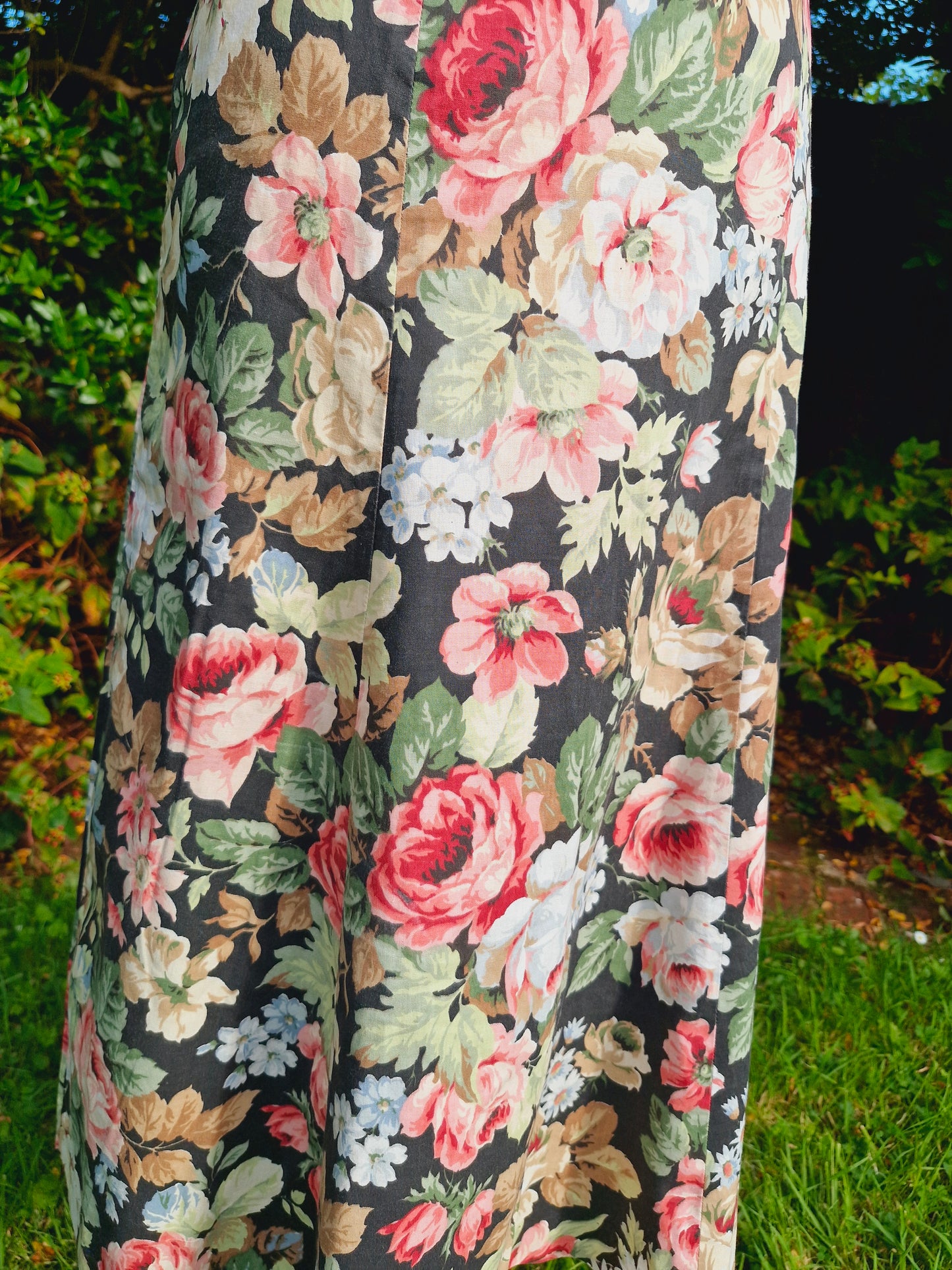 Vintage Handmade Midi Floral Skirt M L