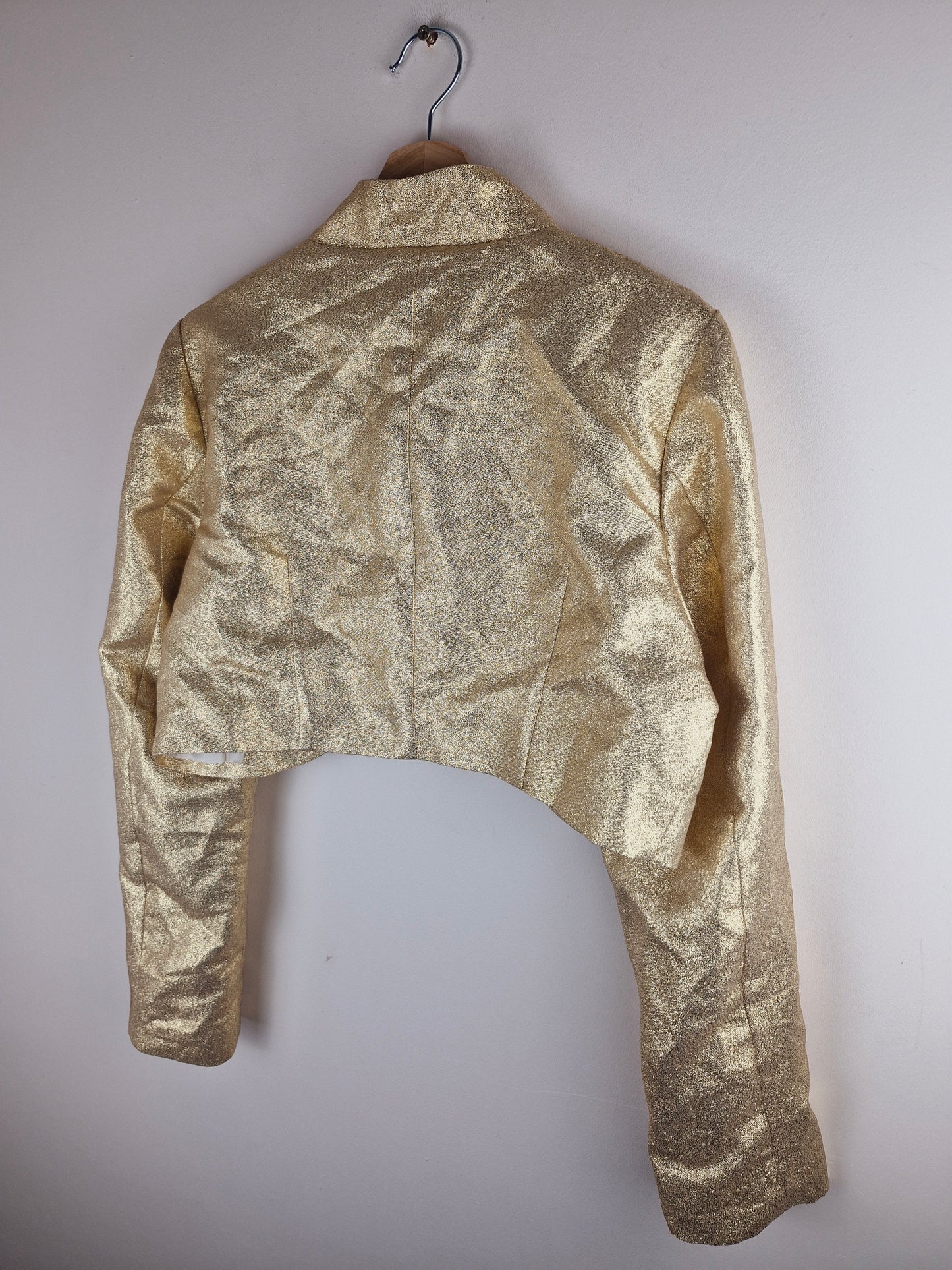 Vintage Handmade Gold Cropped Metallic Jacket L