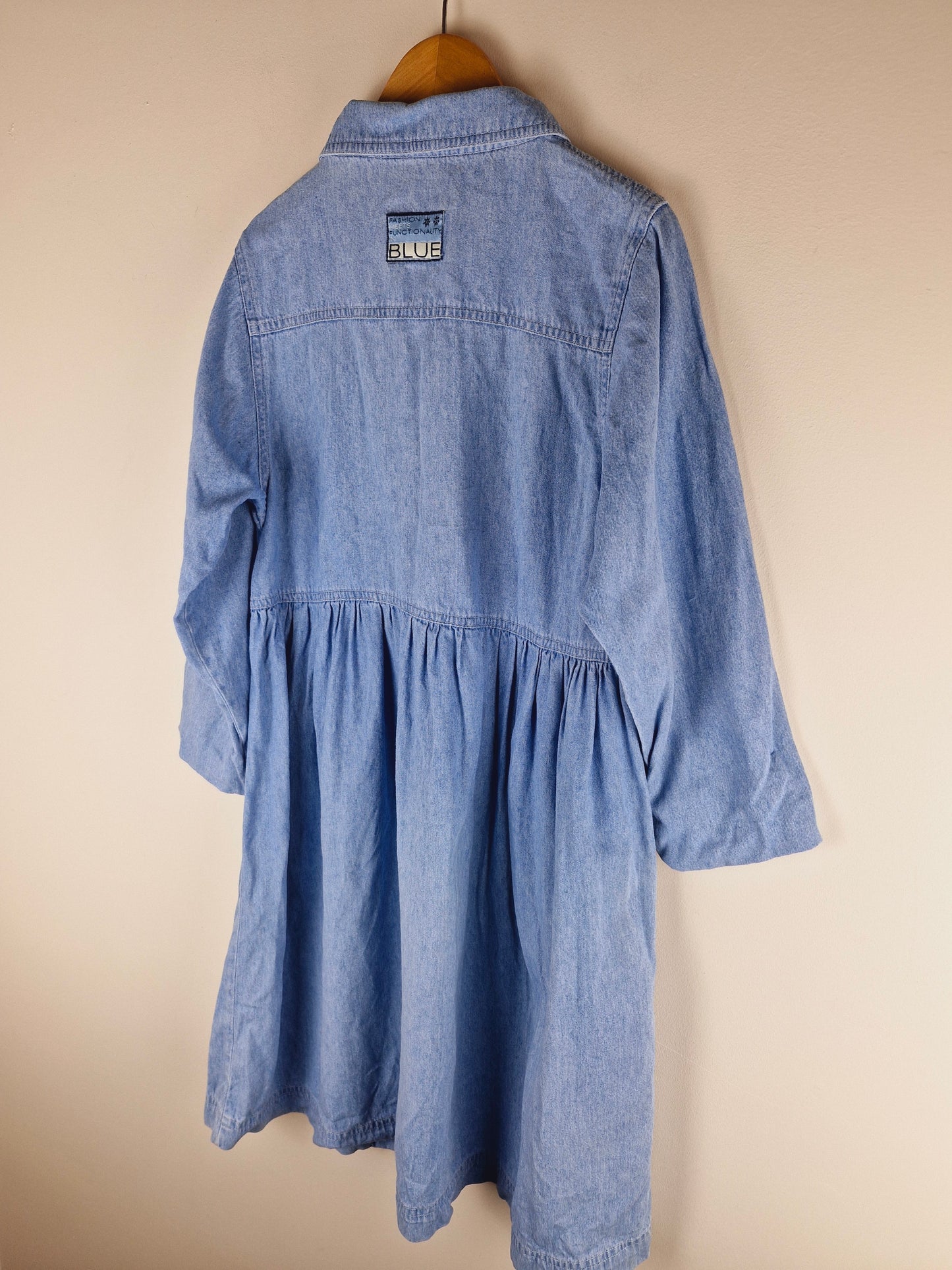 Girls Vintage Denim Embroidered Dress 9 - 10 yrs