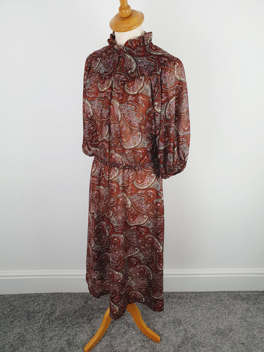 1970s Midi Paisley Dress