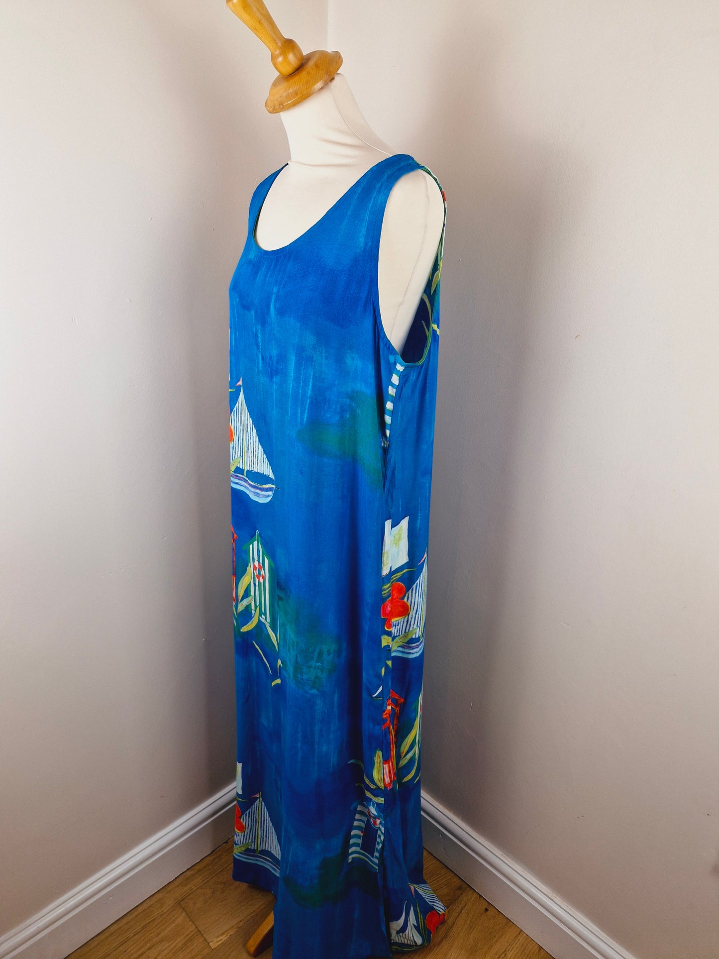 Vintage Long Nautical Slip Dress XL