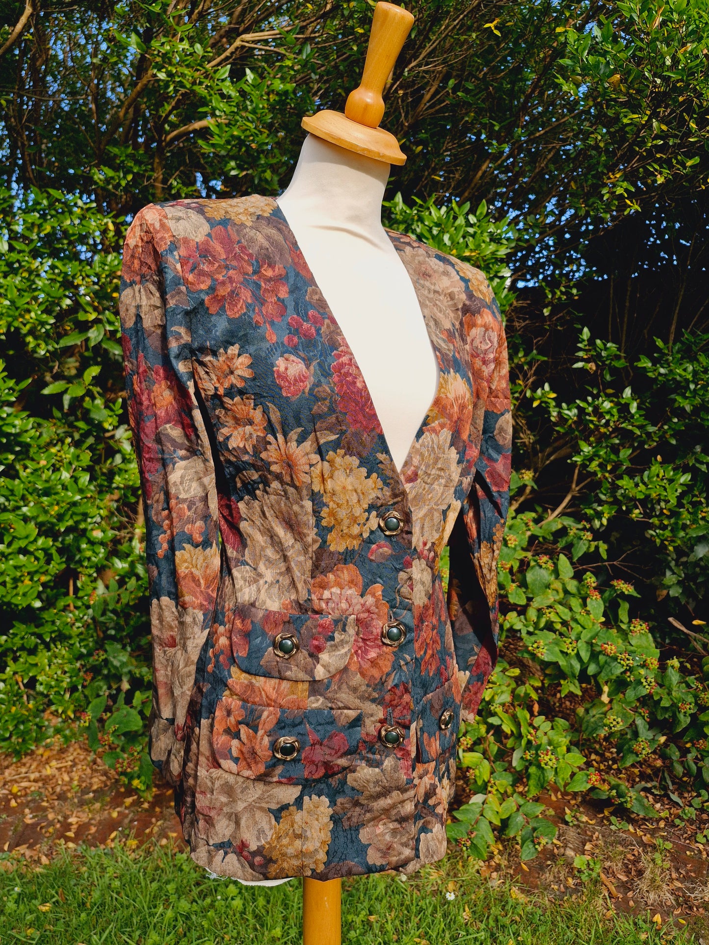 Vintage Floral Blazer Jacket S UK10