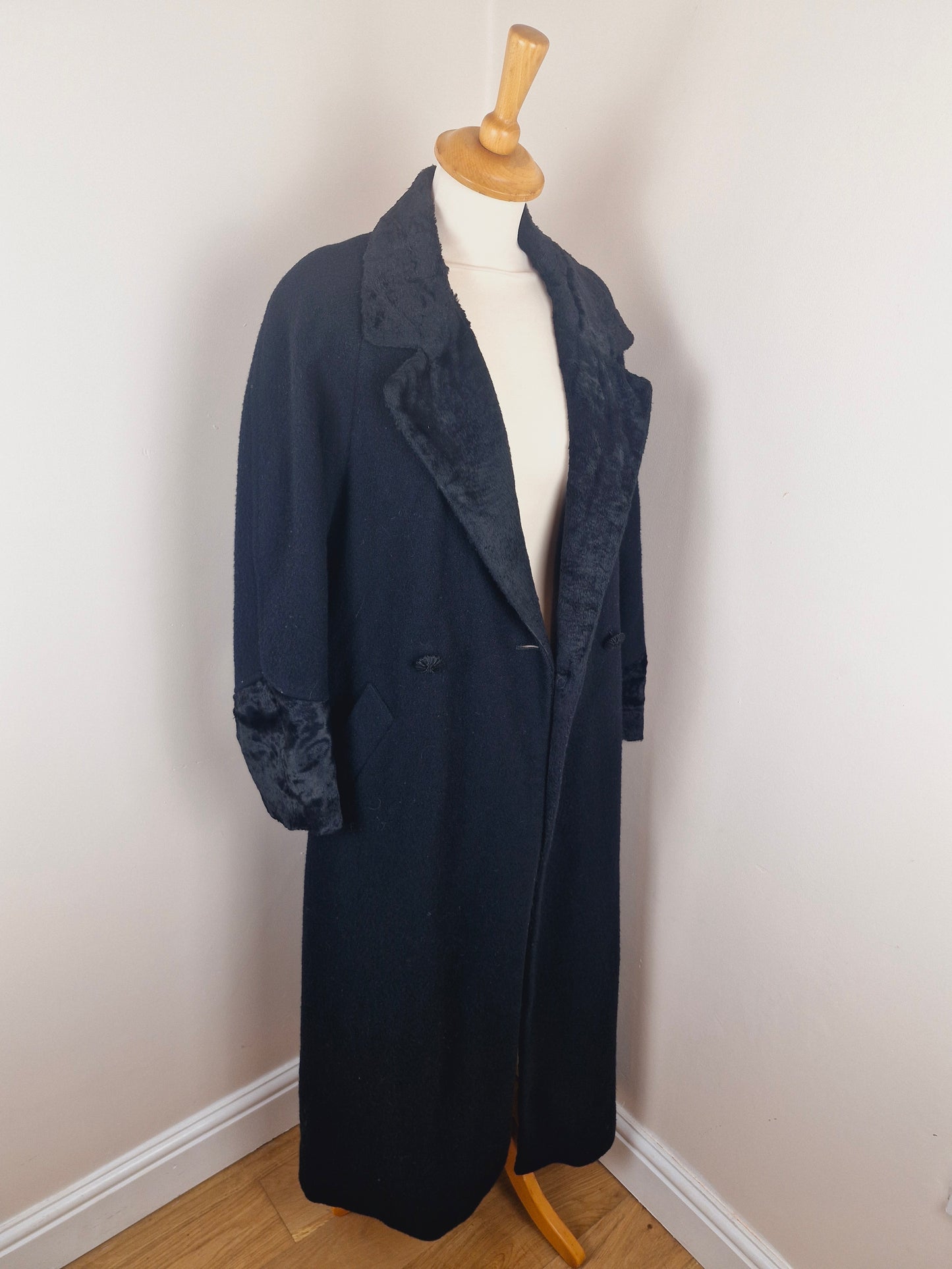 Vintage Next 90s Black Maxi Wool Blend Coat M