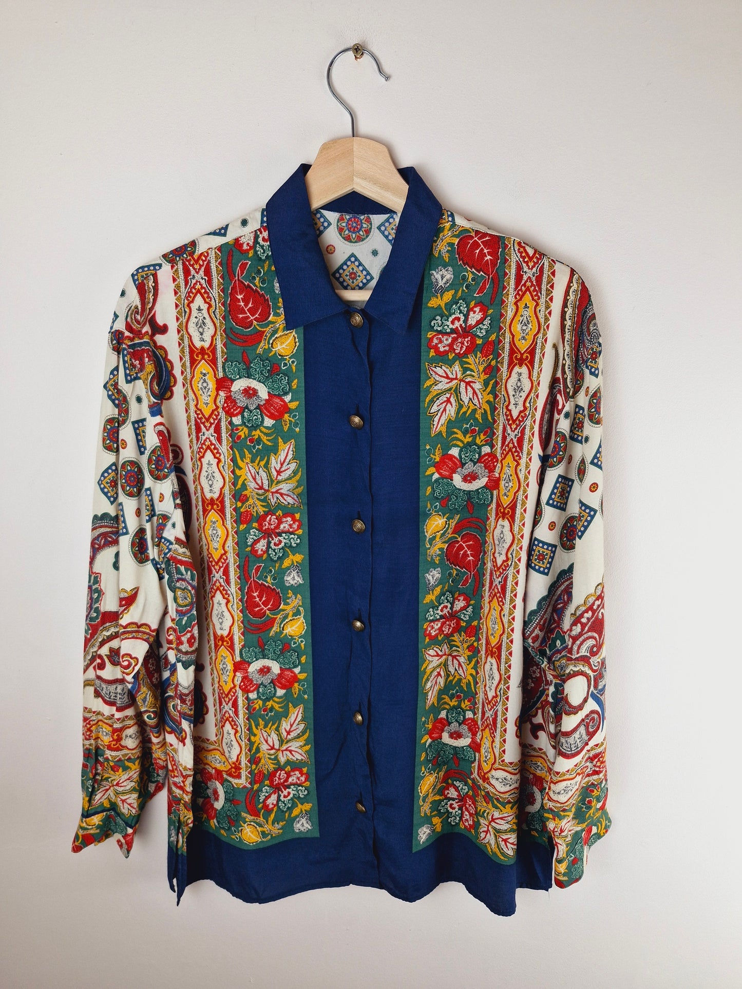 Vintage Boho Paisley Viscose Shirt M L