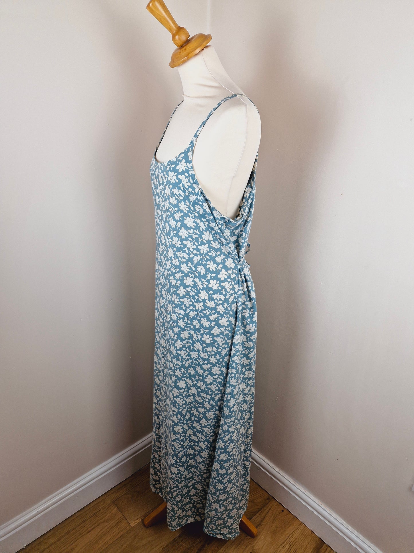 Vintage 90s Viscose Floral Summer Slip Dress L