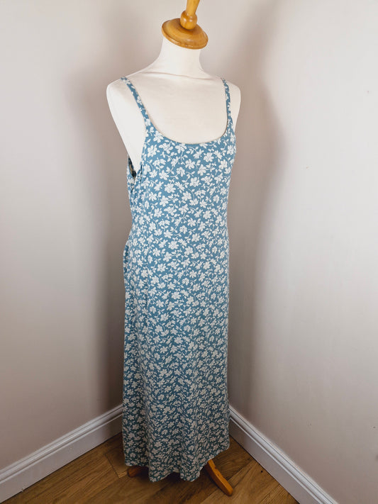 Vintage 90s Viscose Floral Summer Slip Dress L