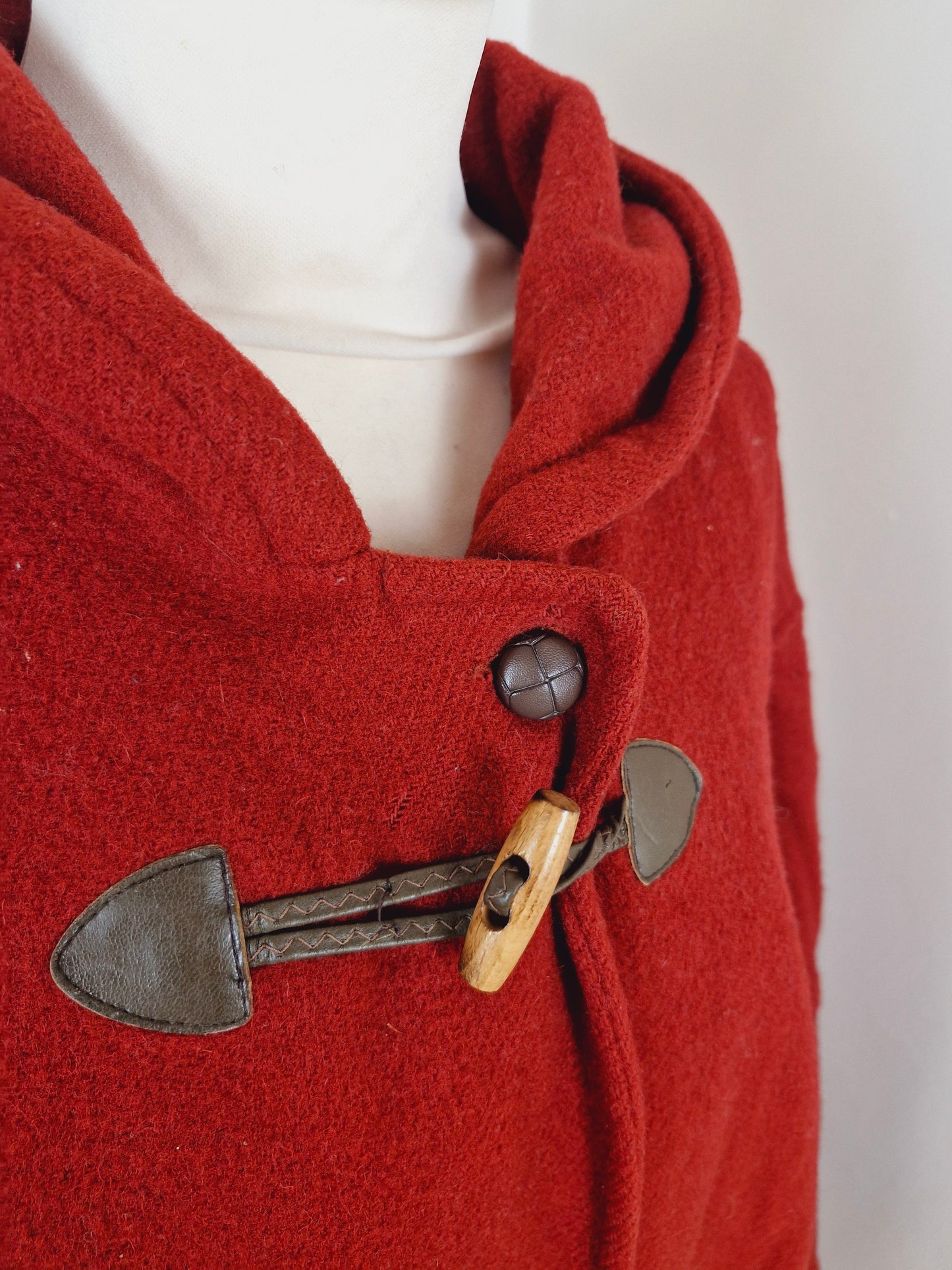 Vintage Red Wool Duffel Coat XL