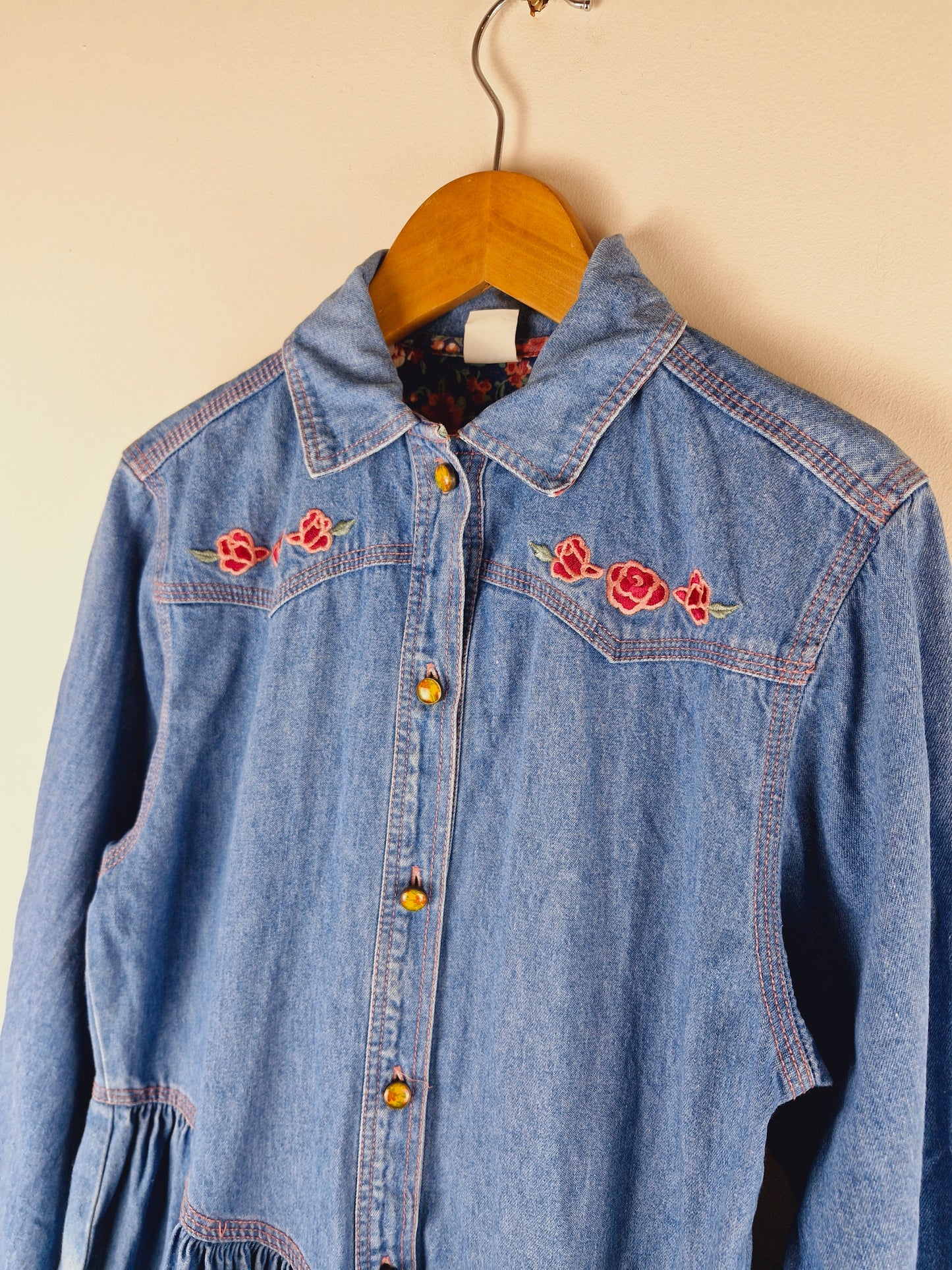 Girls Vintage Denim Shirt Dress Cotton 10 yrs