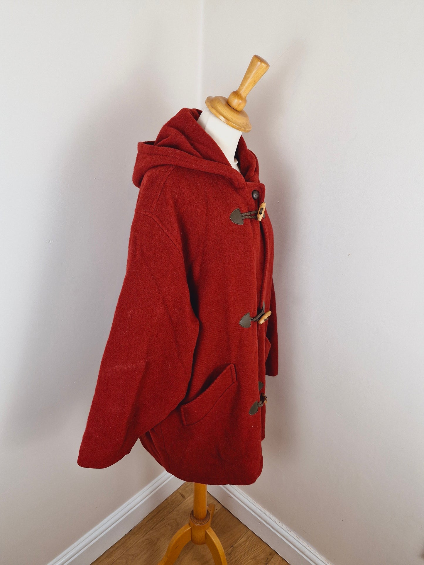 Vintage Red Wool Duffel Coat XL