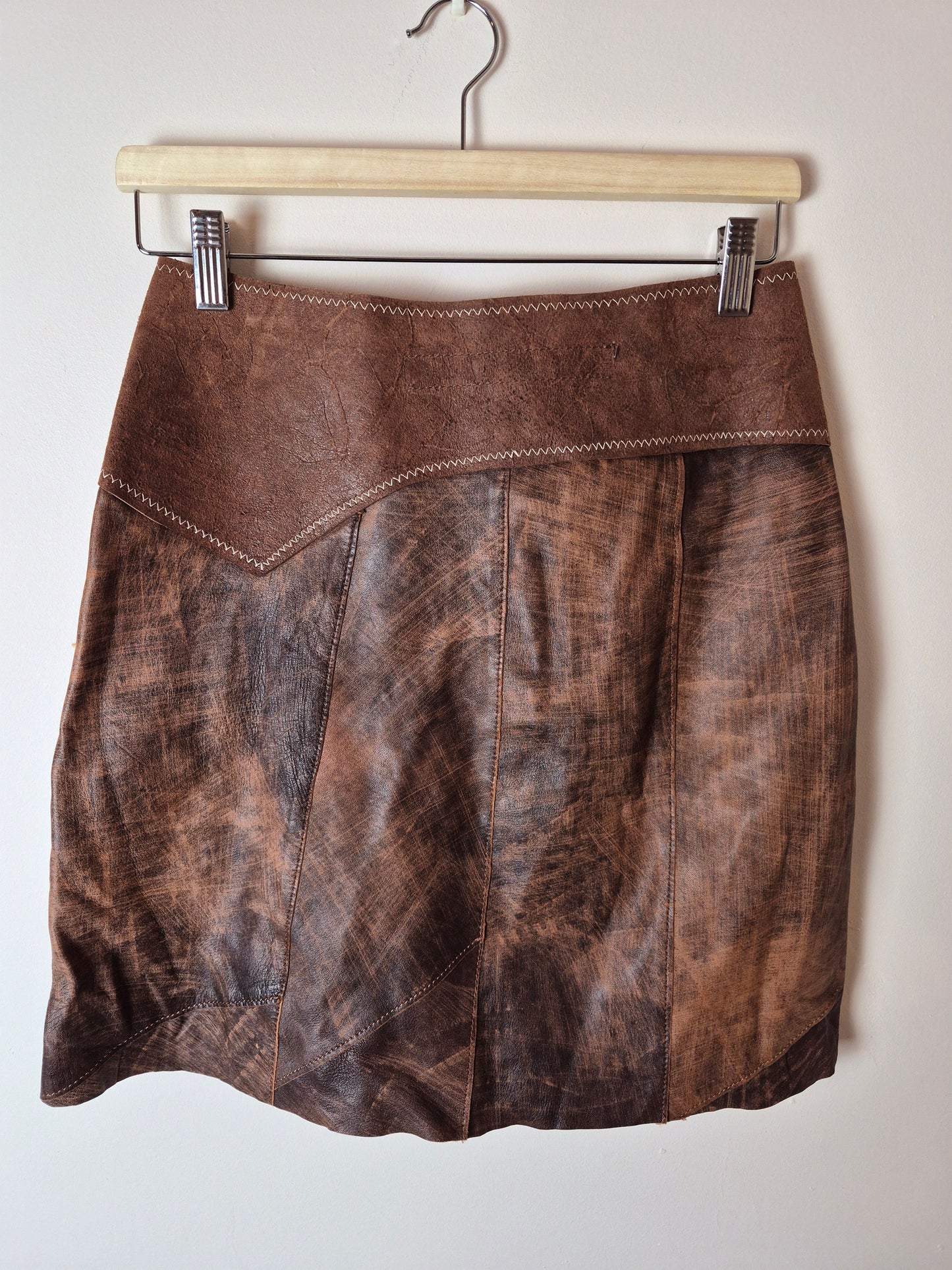 Real Leather Western Skirt UK10