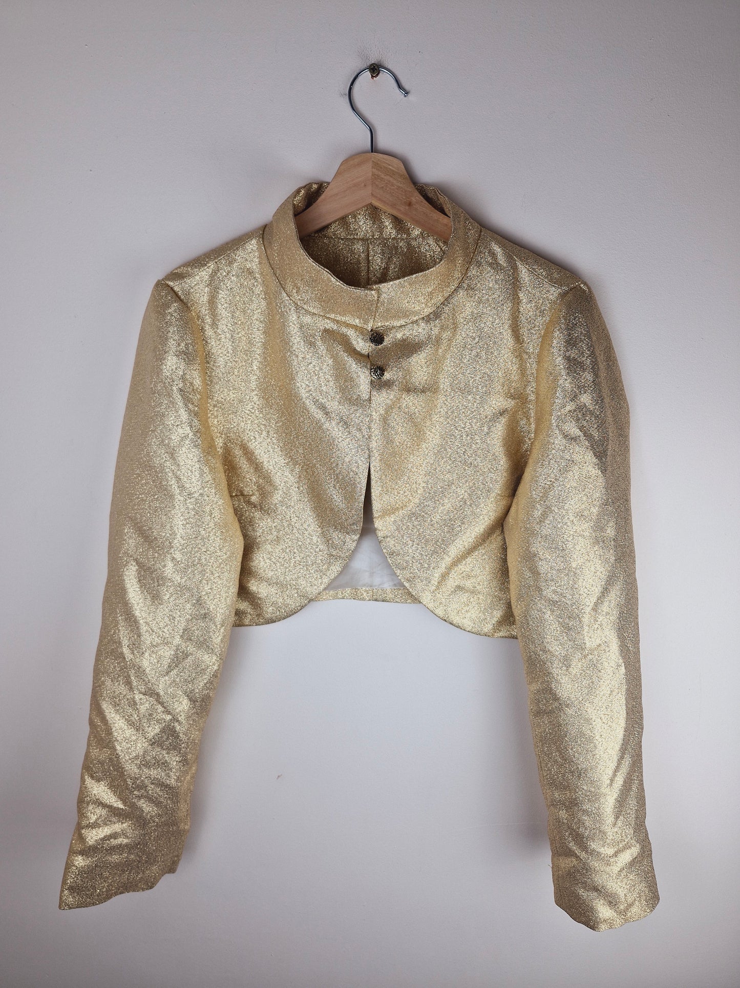 Vintage Handmade Gold Cropped Metallic Jacket L