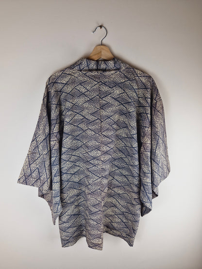 Vintage Japanese Silk Short Kimono Jacket Festival Top M L