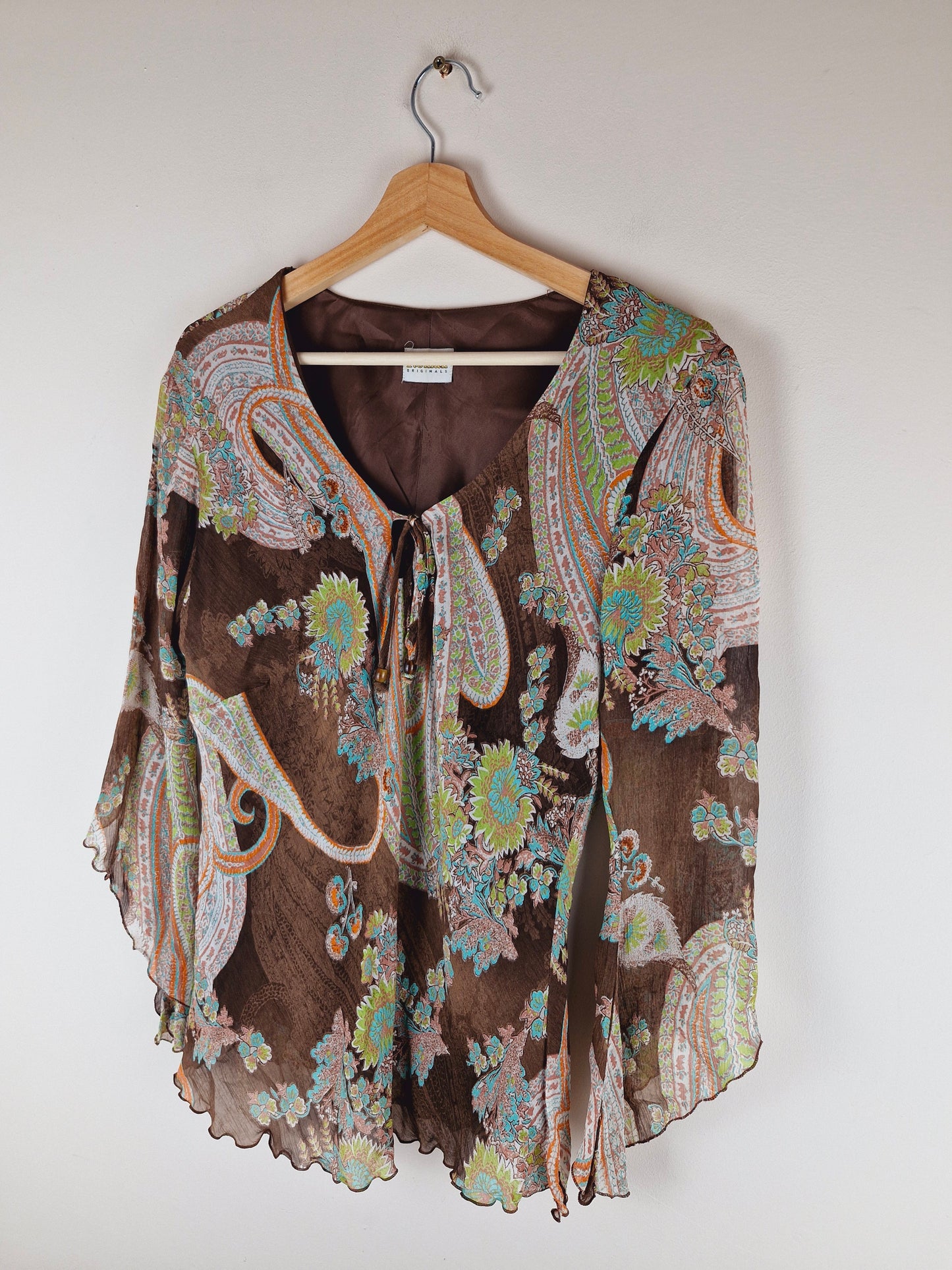 Vintage 90s Boho Sleeve Top L