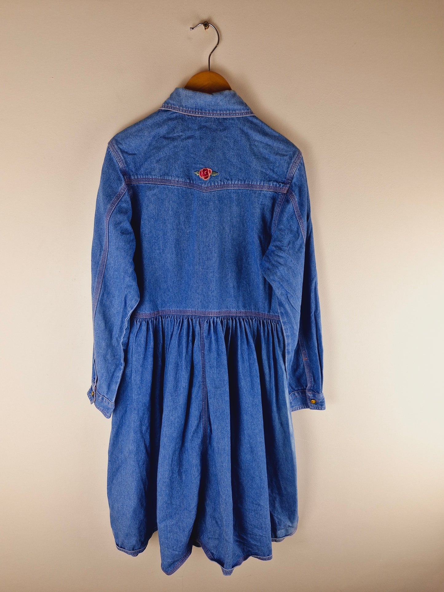 Girls Vintage Denim Shirt Dress Cotton 10 yrs