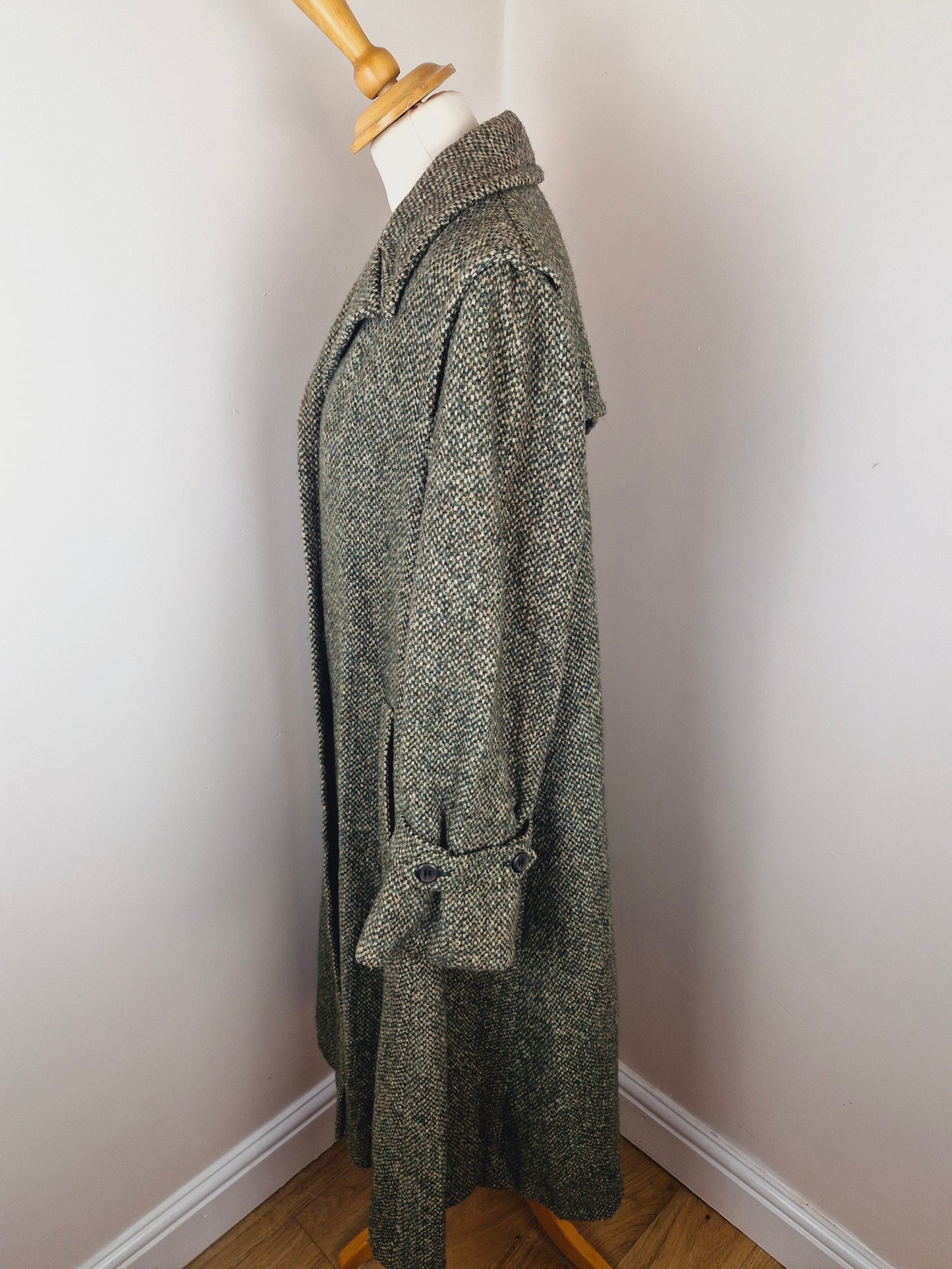 Vintage 1960s Long Wool Blend Coat L