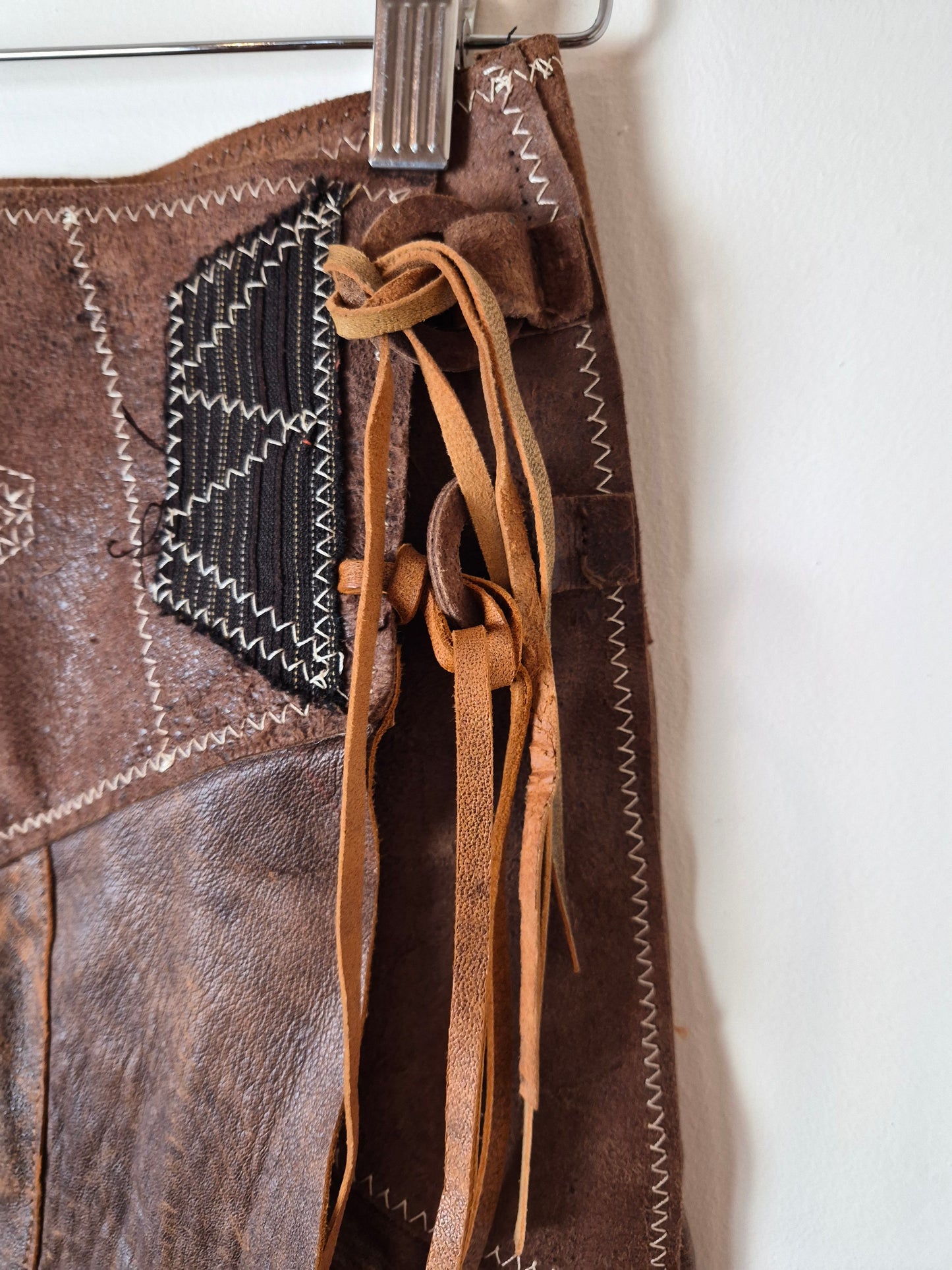 Real Leather Western Skirt UK10