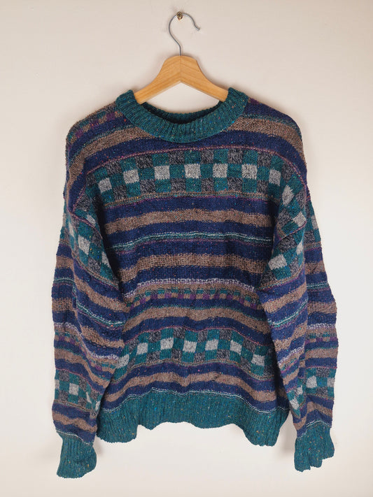 Mens Vintage Striped Jumper XL