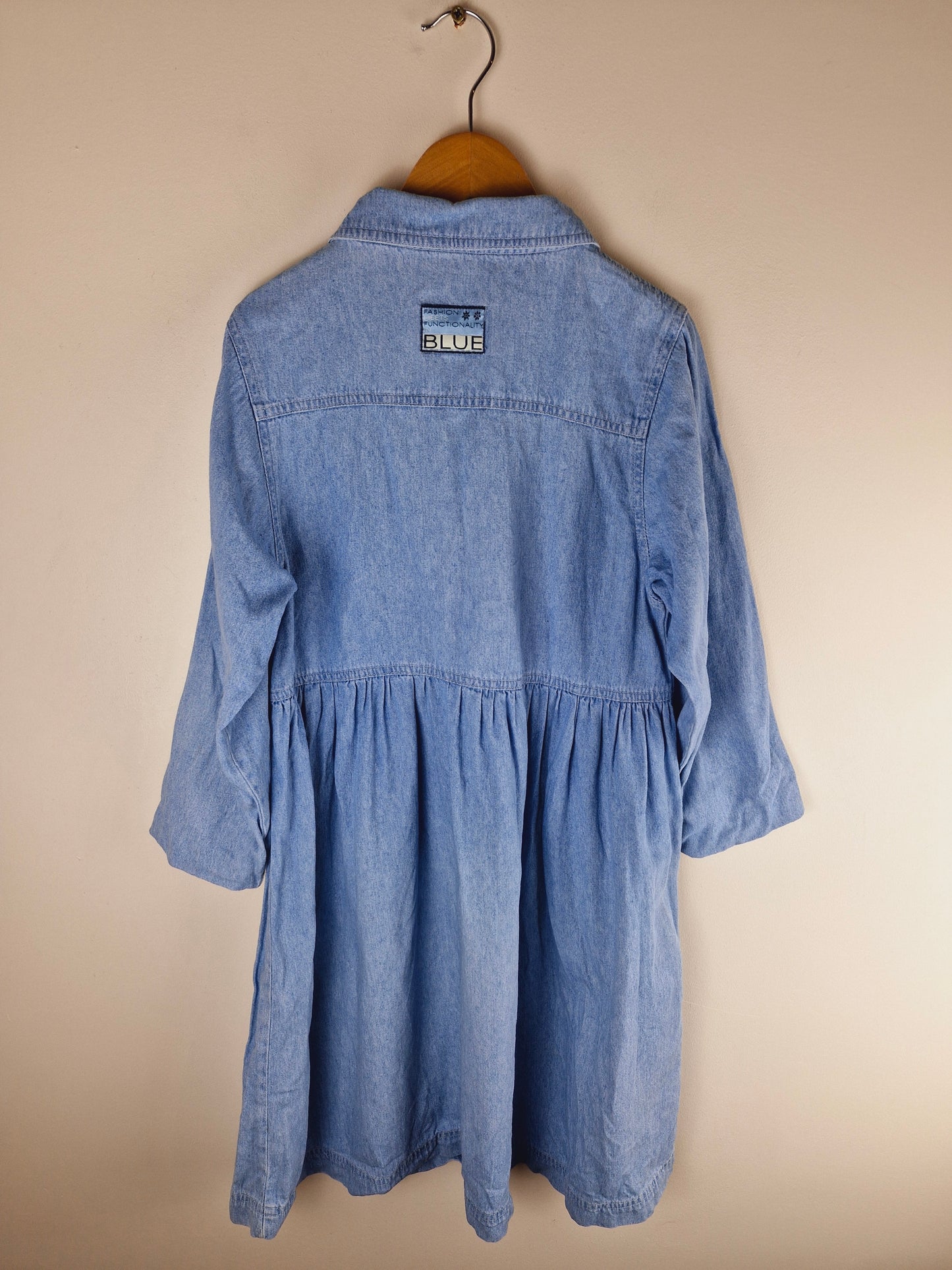 Girls Vintage Denim Embroidered Dress 9 - 10 yrs