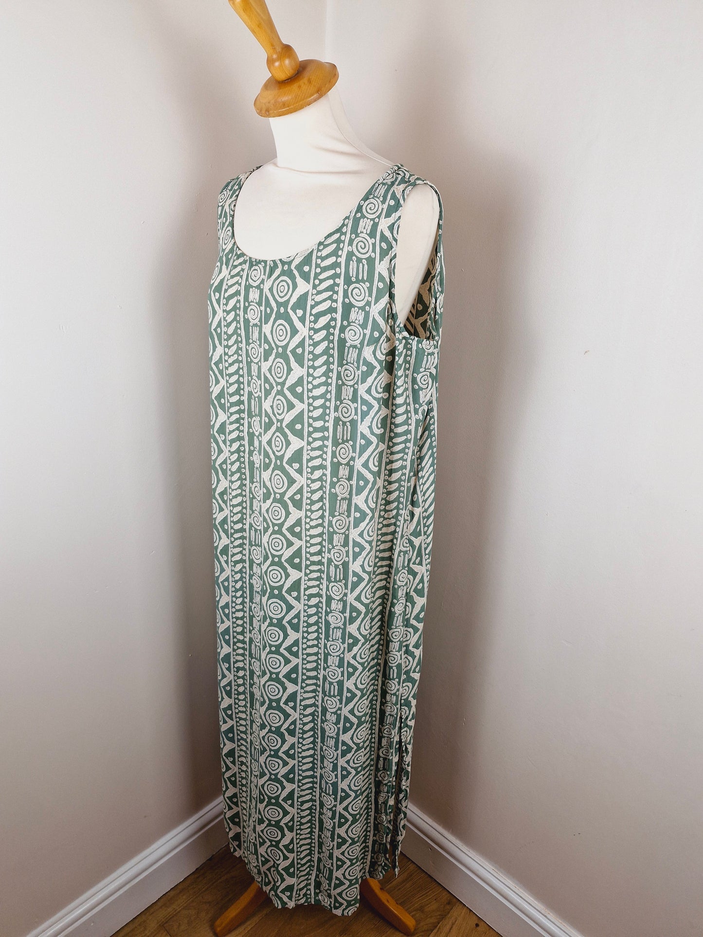 Vintage 90s Summer Viscose Slip Dress XL