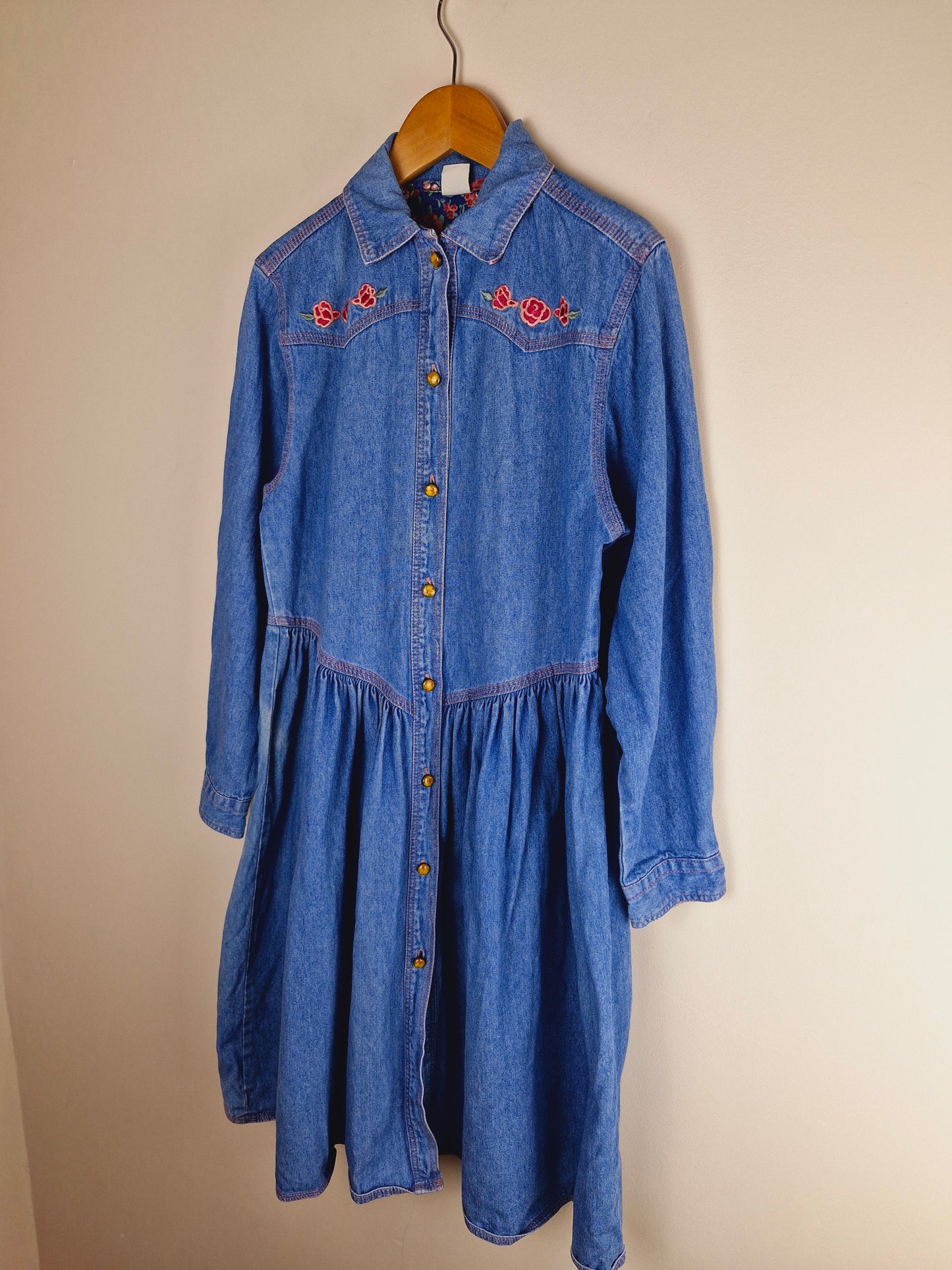 Girls Vintage Denim Shirt Dress Cotton 10 yrs