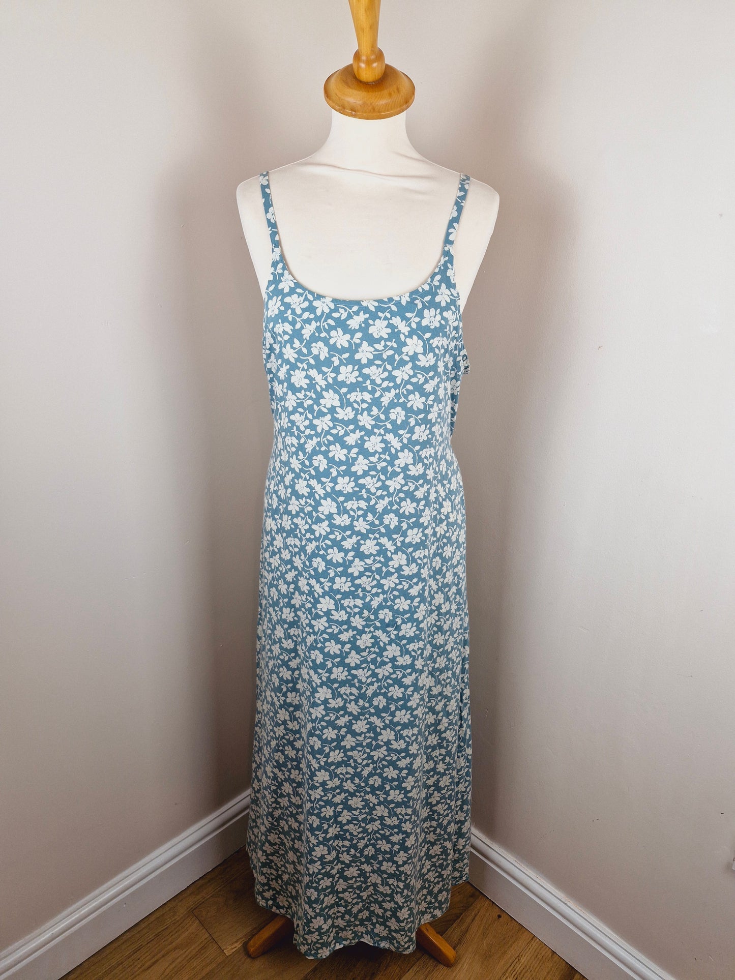 Vintage 90s Viscose Floral Summer Slip Dress L