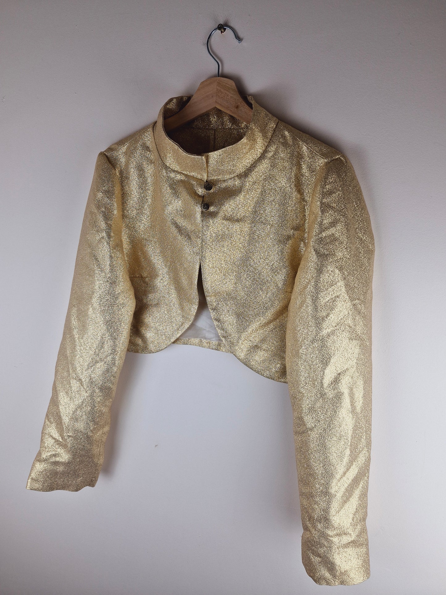 Vintage Handmade Gold Cropped Metallic Jacket L