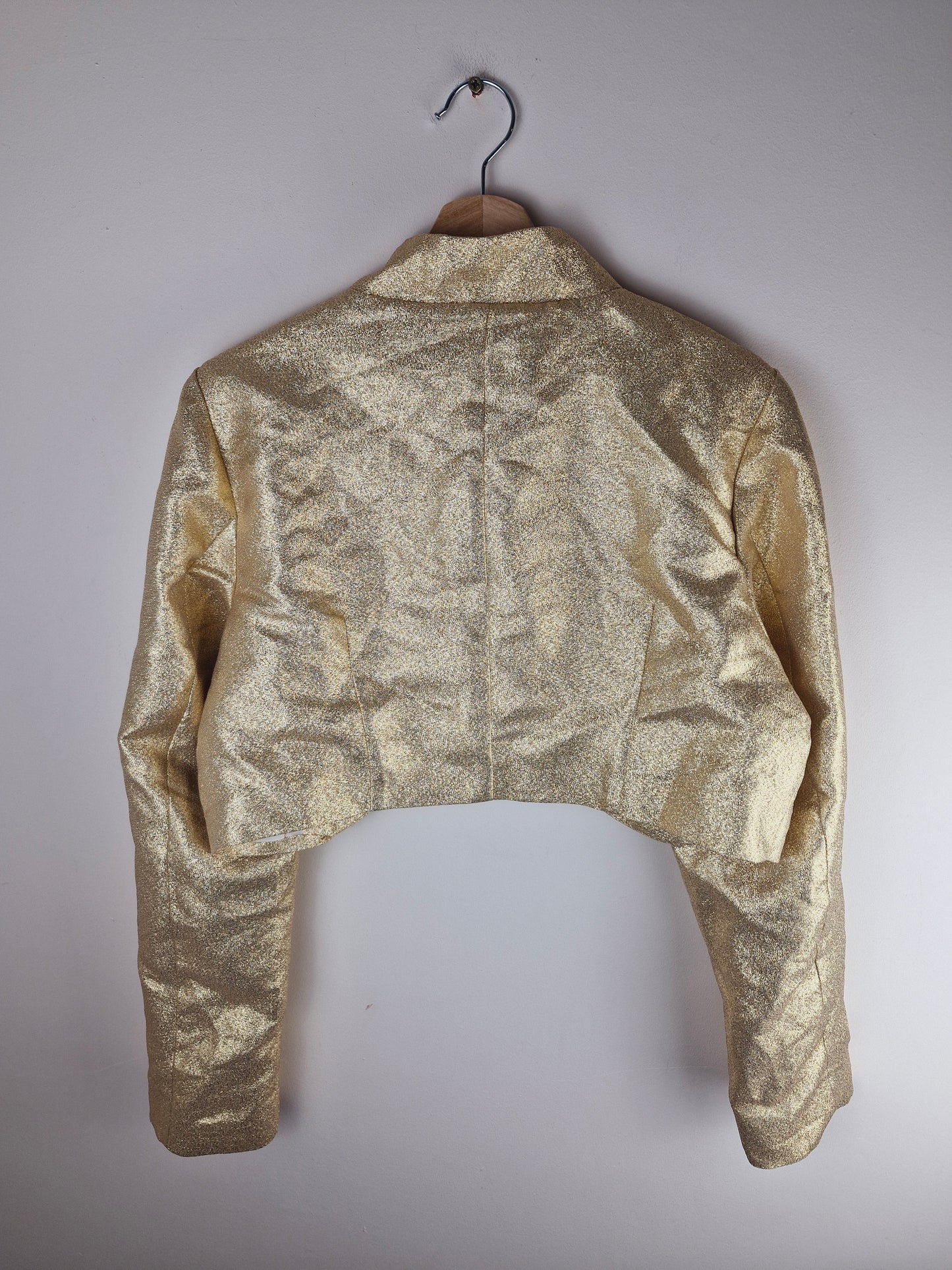 Vintage Handmade Gold Cropped Metallic Jacket L