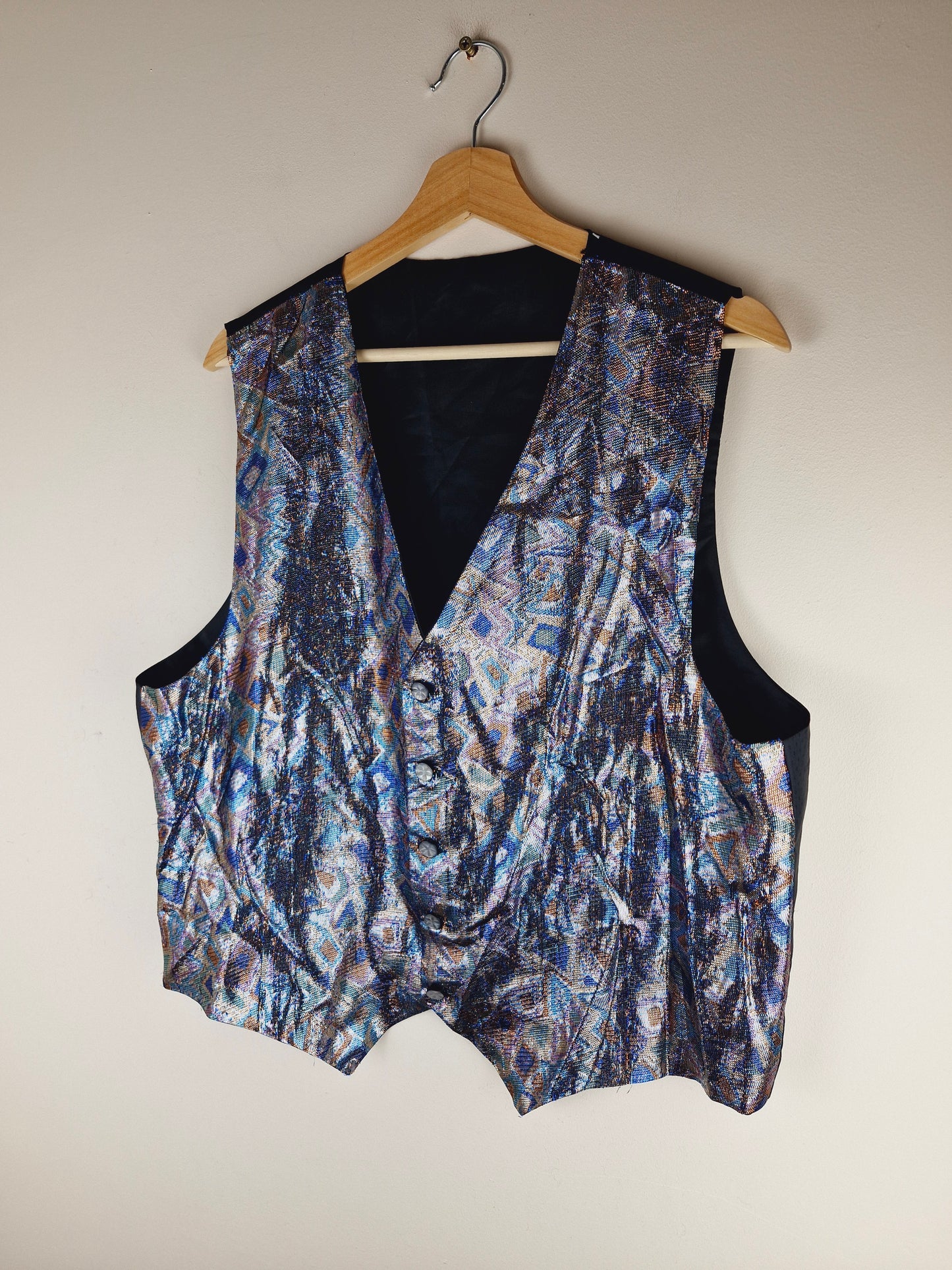 Vintage Silver Metallic Waistcoat XL